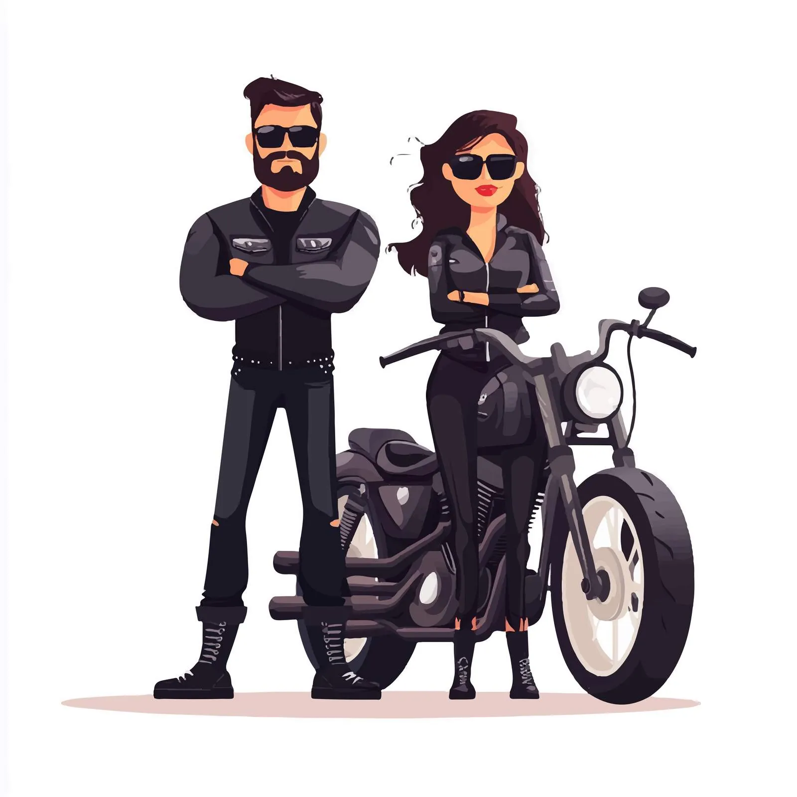 Man and Woman Bikers in Black Leather — free download from Dotvec