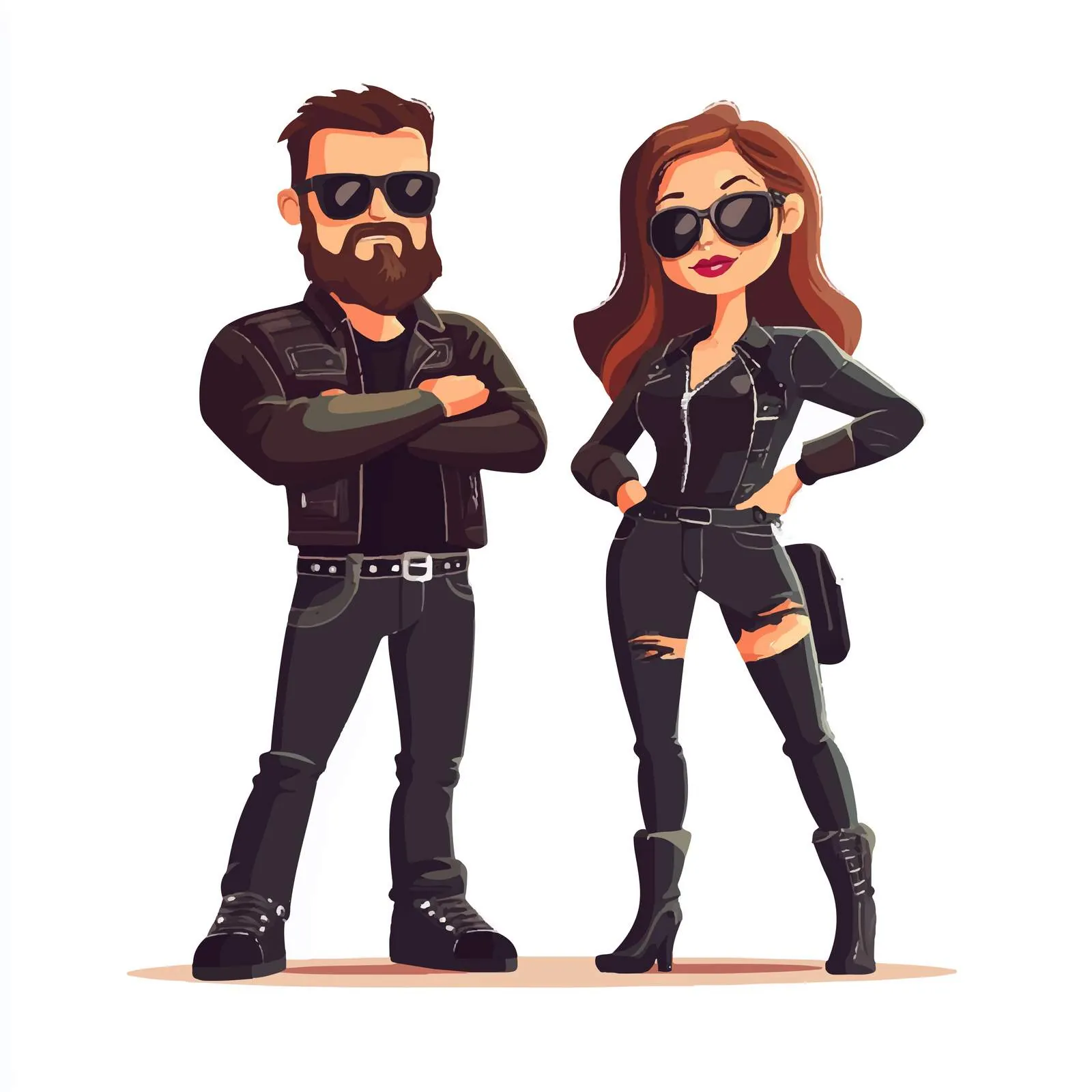 Stylish Biker Couple in Black Leather — free download from Dotvec