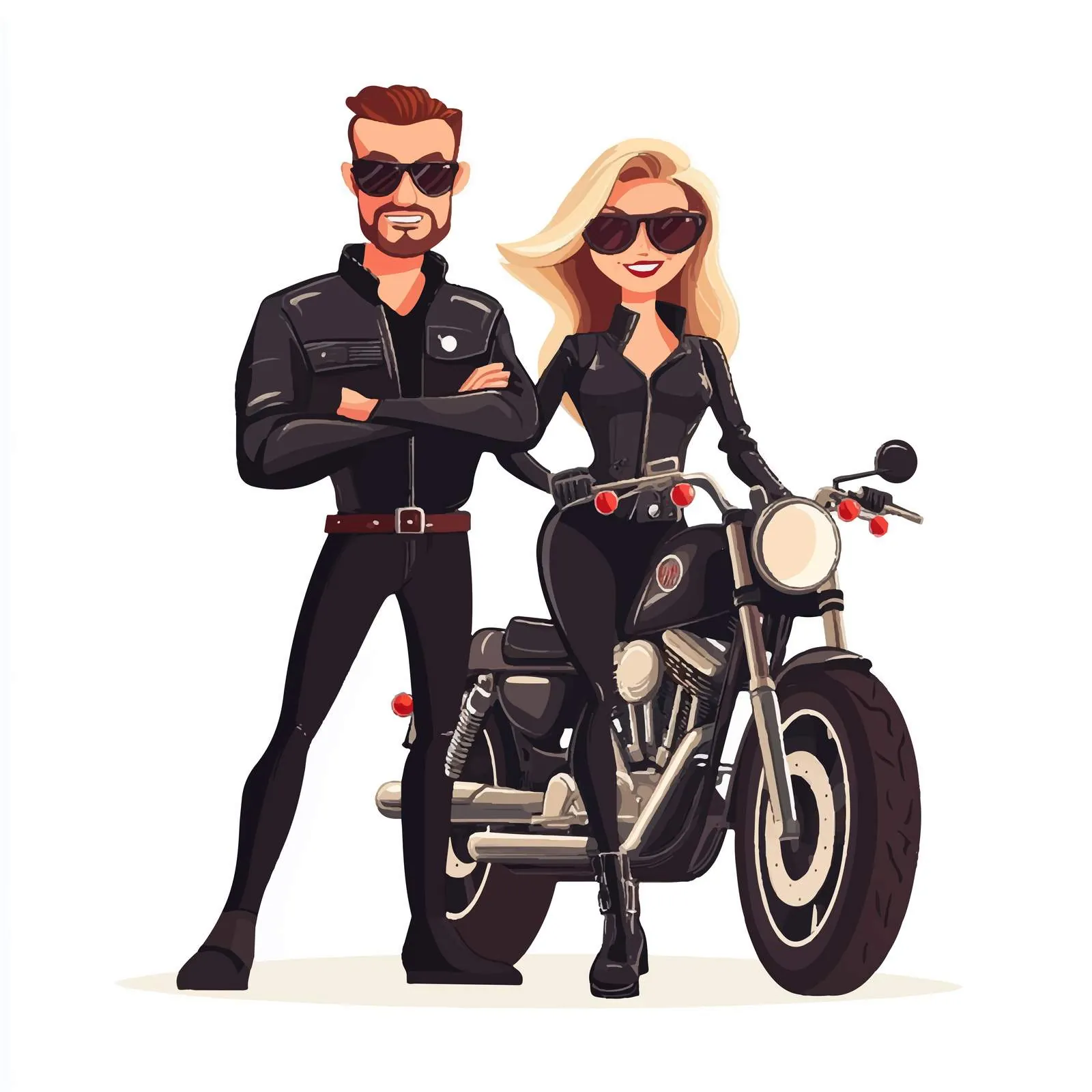 Stylish Bikers in Black Leather Apparel — free download from Dotvec