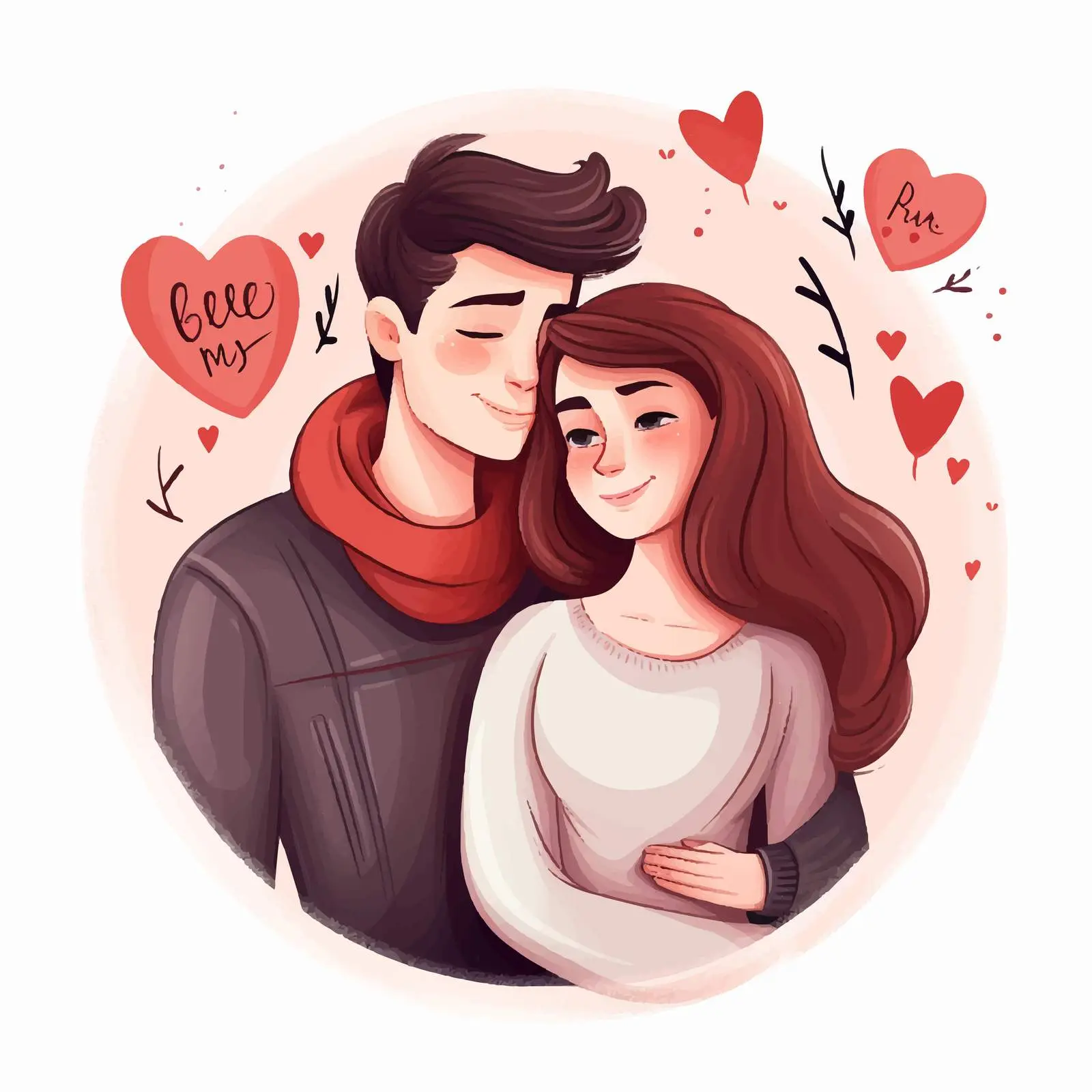 Romantic Couple Be My Valentine Vector Art — free download from Dotvec