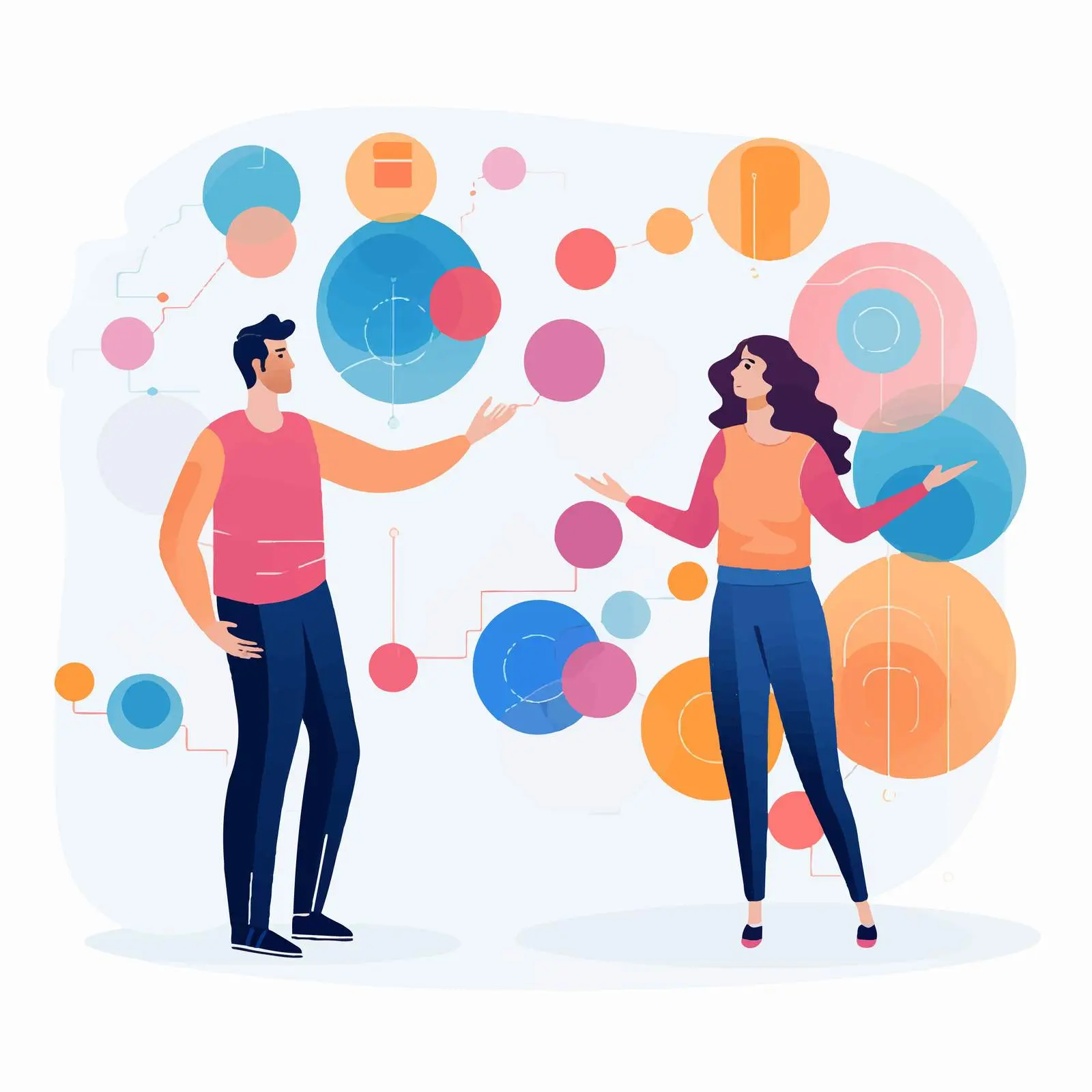 People Organizing Abstract Geometric Shapes Vector — free download from Dotvec