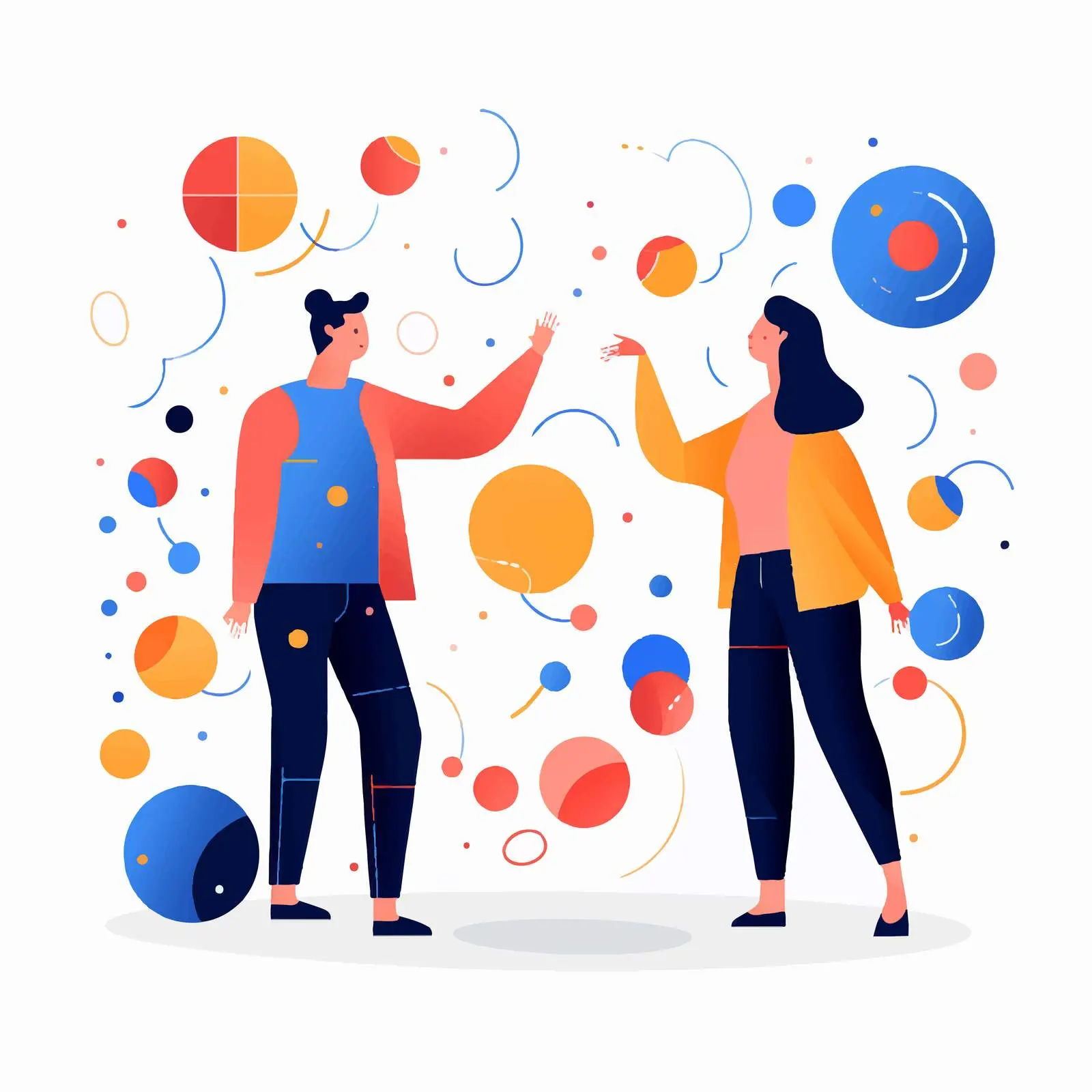 People Organizing Abstract Geometric Shapes Vector — free download from Dotvec