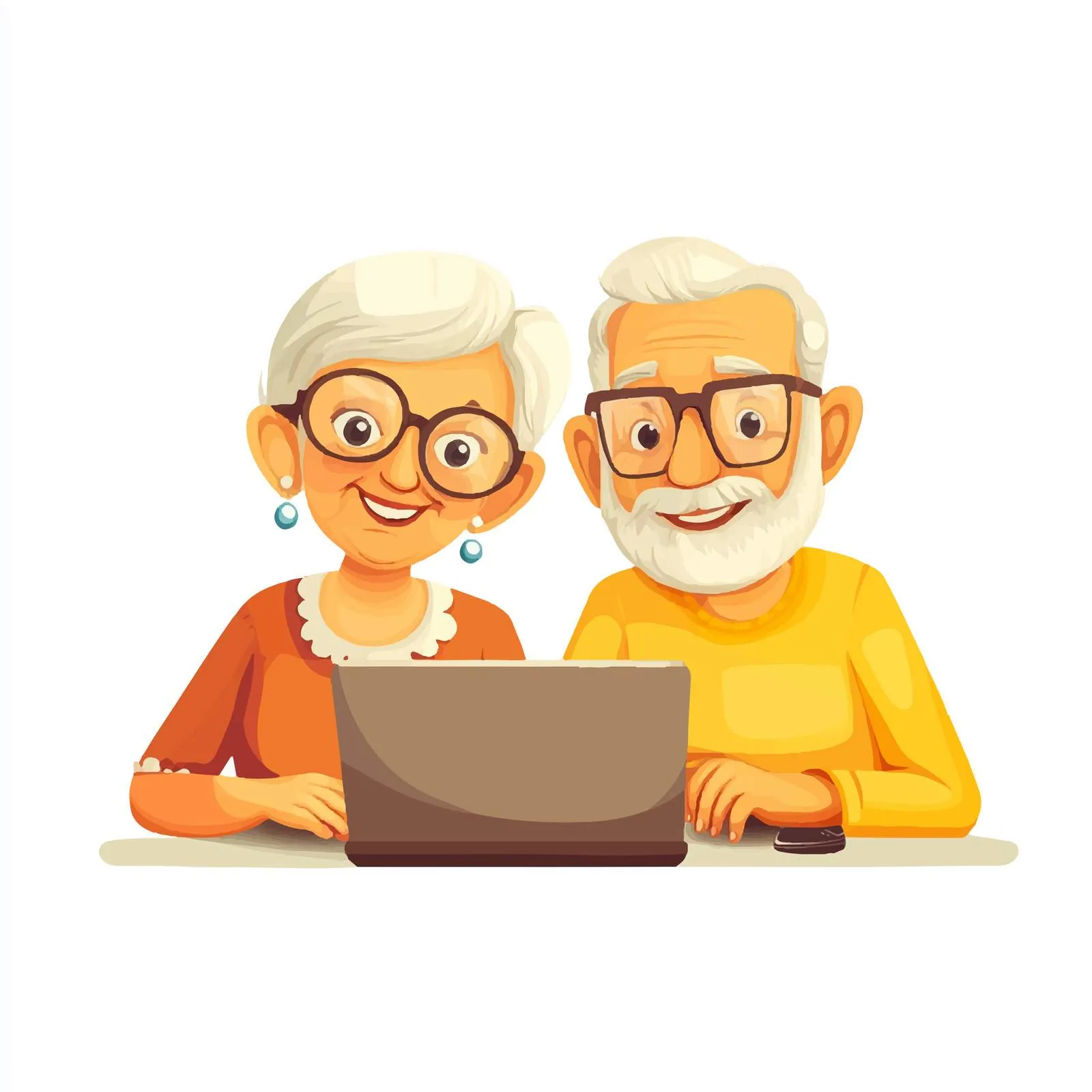 Happy Elderly Couple Exploring the Internet Together — free download from Dotvec