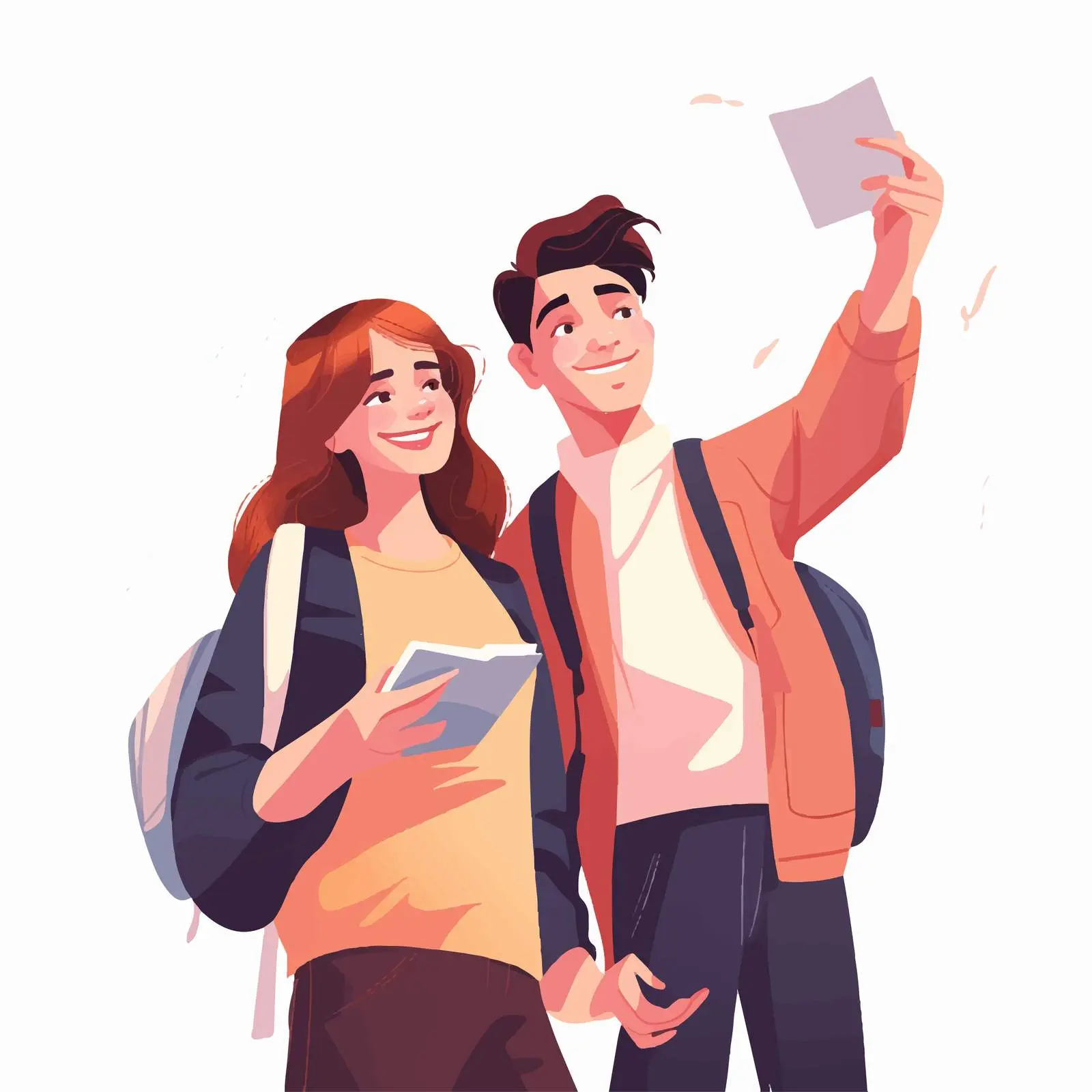 Students Taking Selfie with Books on Smartphone — free download from Dotvec