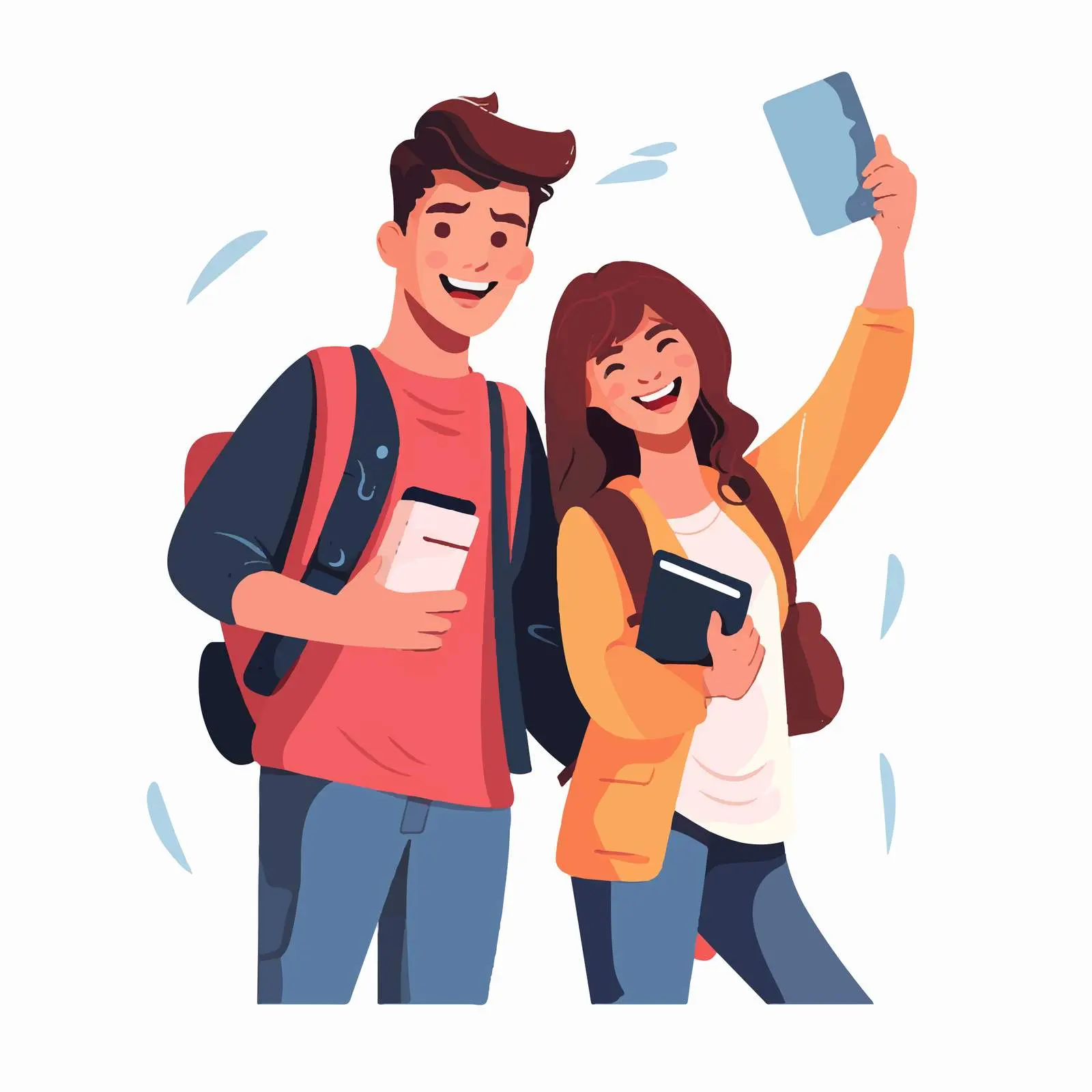 Students Taking Selfie with Books on Smartphone – free university image from Dotvec
