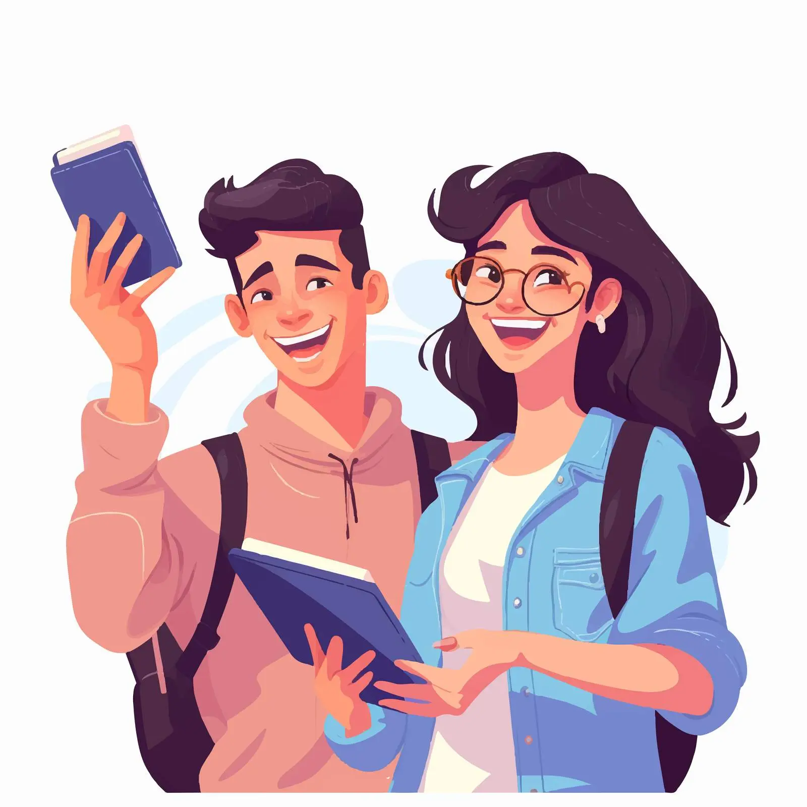 Students Taking Selfie with Smartphone and Books – free university image from Dotvec