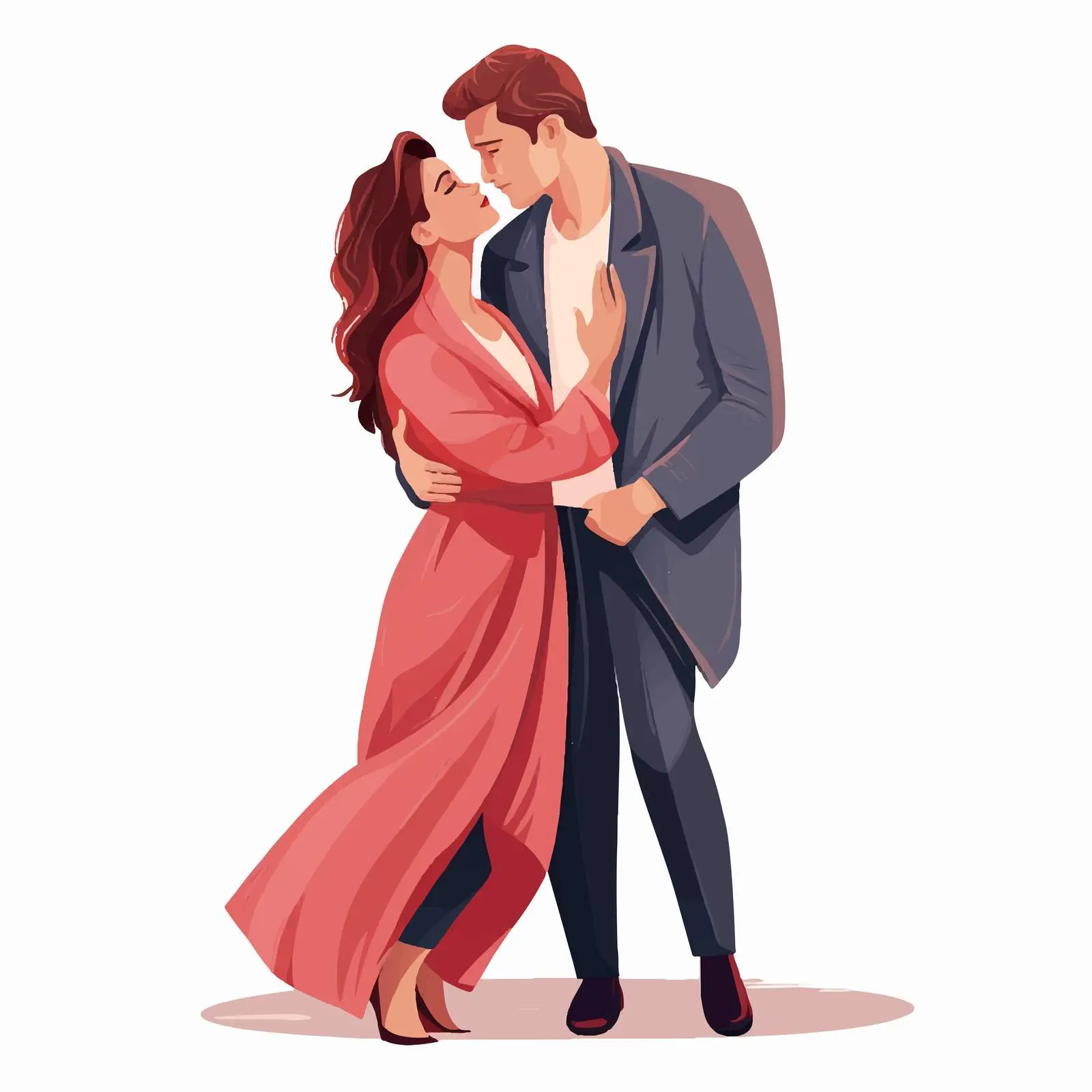 Stylish Couple Hugging and Kissing Vector – free cute couple image from Dotvec