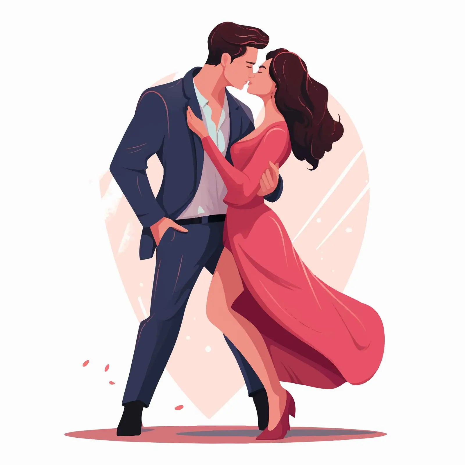 Stylish Couple Hugging and Kissing Illustration — free download from Dotvec