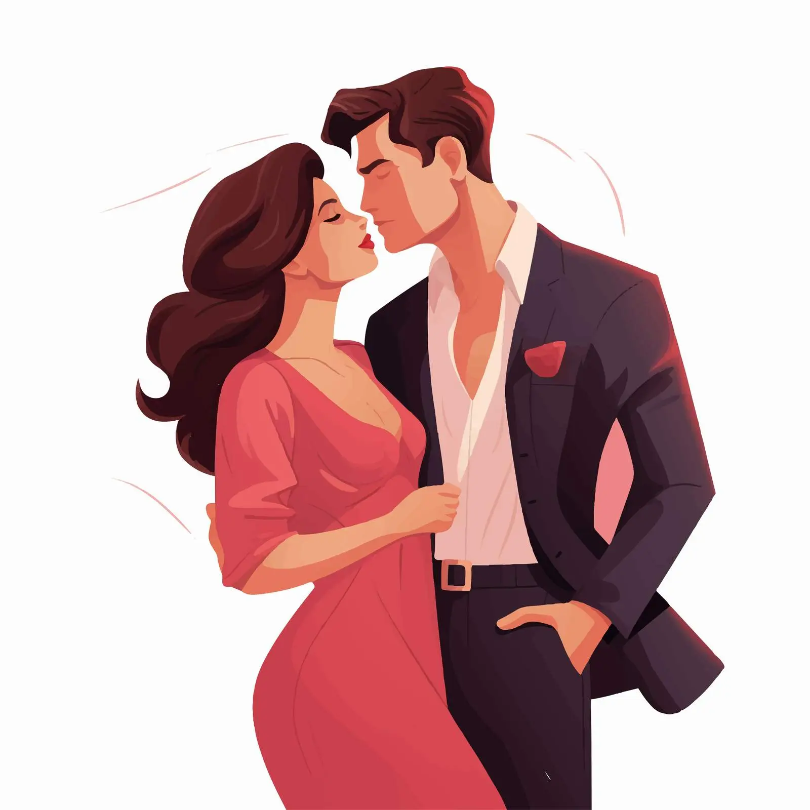 Stylish Couple Hugging and Kissing Illustration — free download from Dotvec