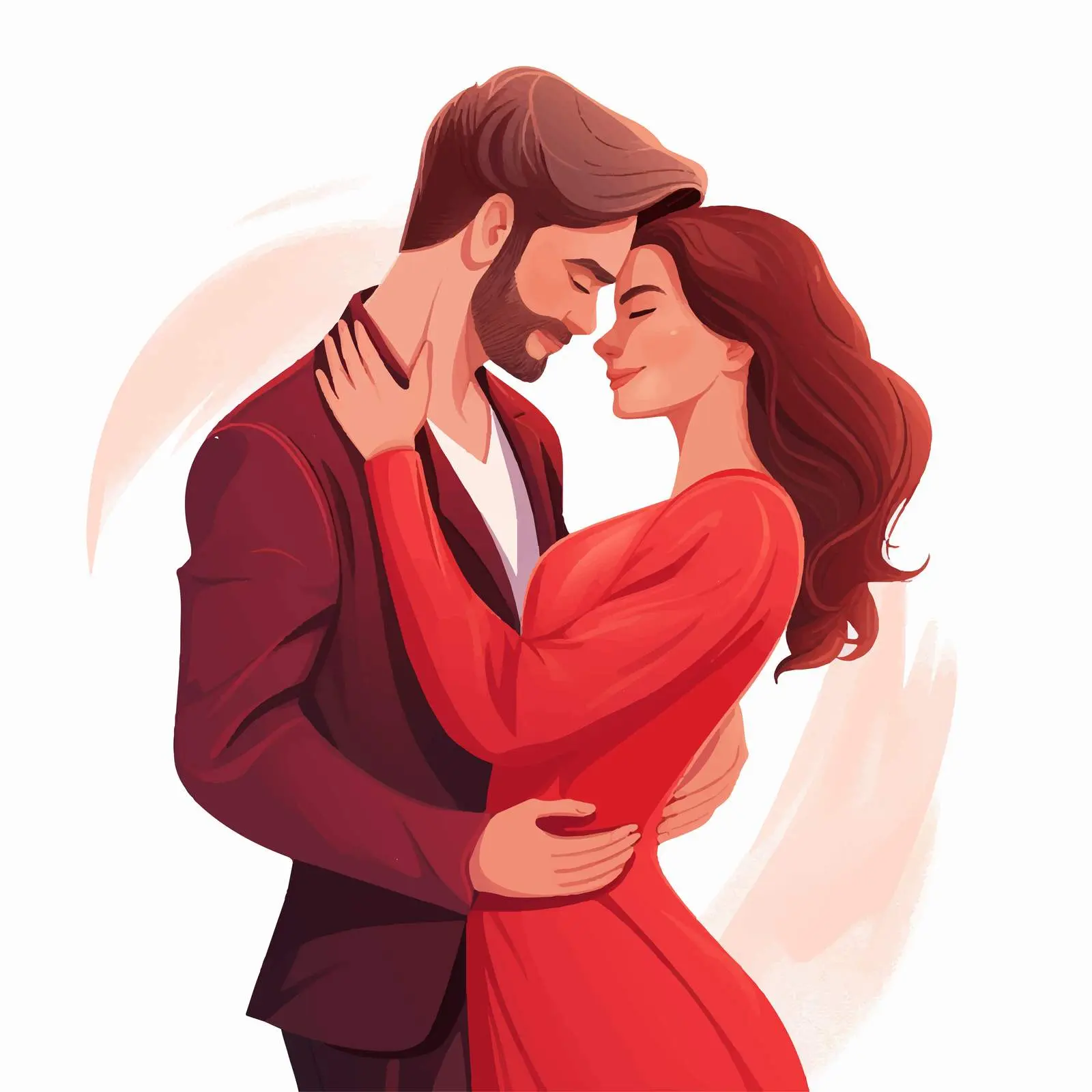 Stylish Couple Hugging and Kissing Illustration — free download from Dotvec