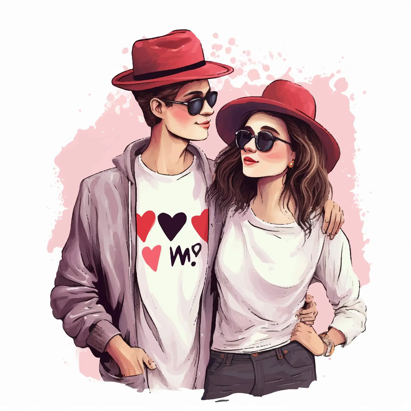 Hipster Couple in Heart Sunglasses Vector – free couple goals image from Dotvec