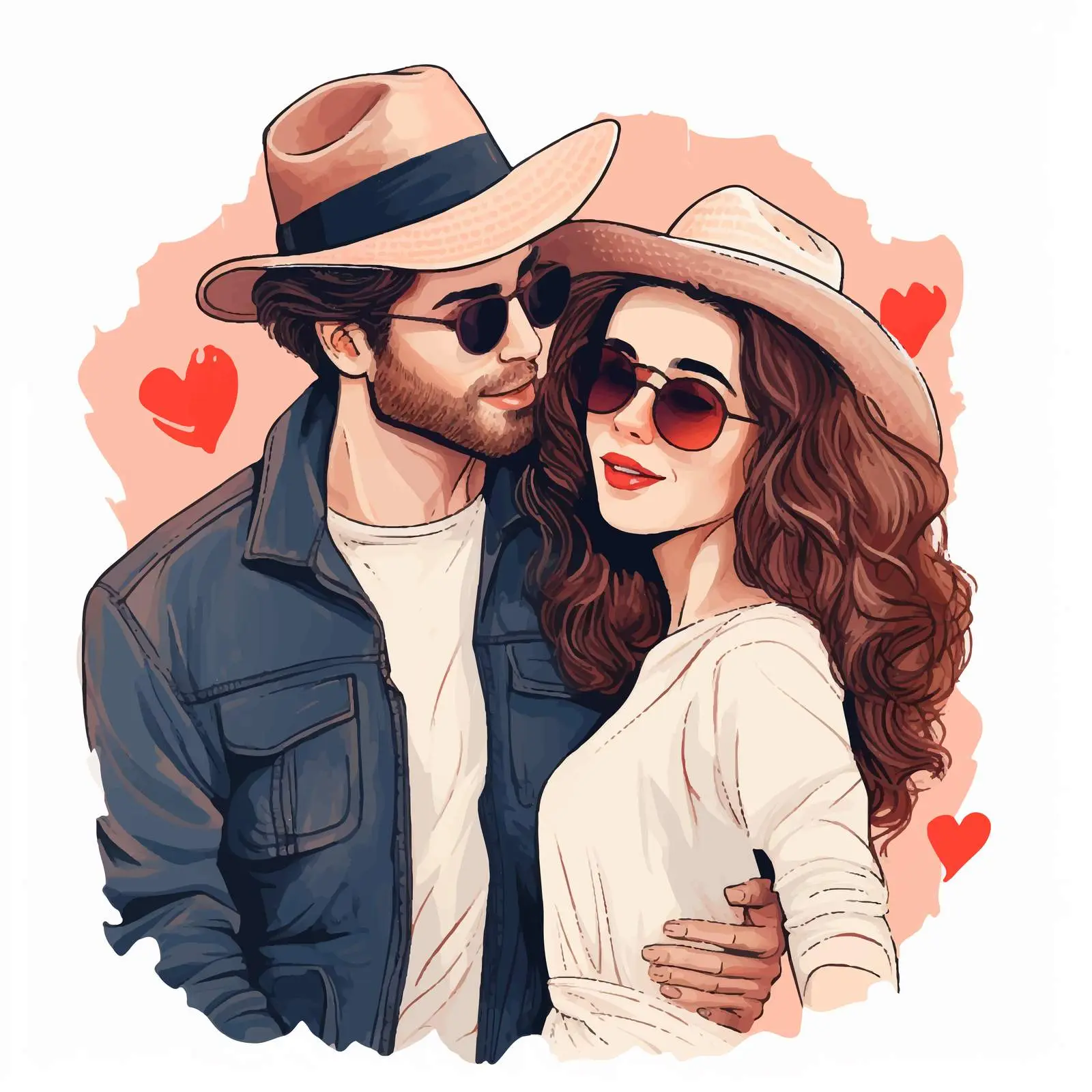 Hipster Couple in Heart Sunglasses Vector — free download from Dotvec