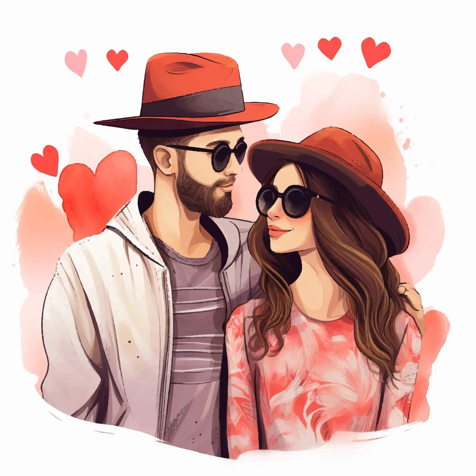 Hipster Couple in Heart-Shaped Sunglasses — free download from Dotvec