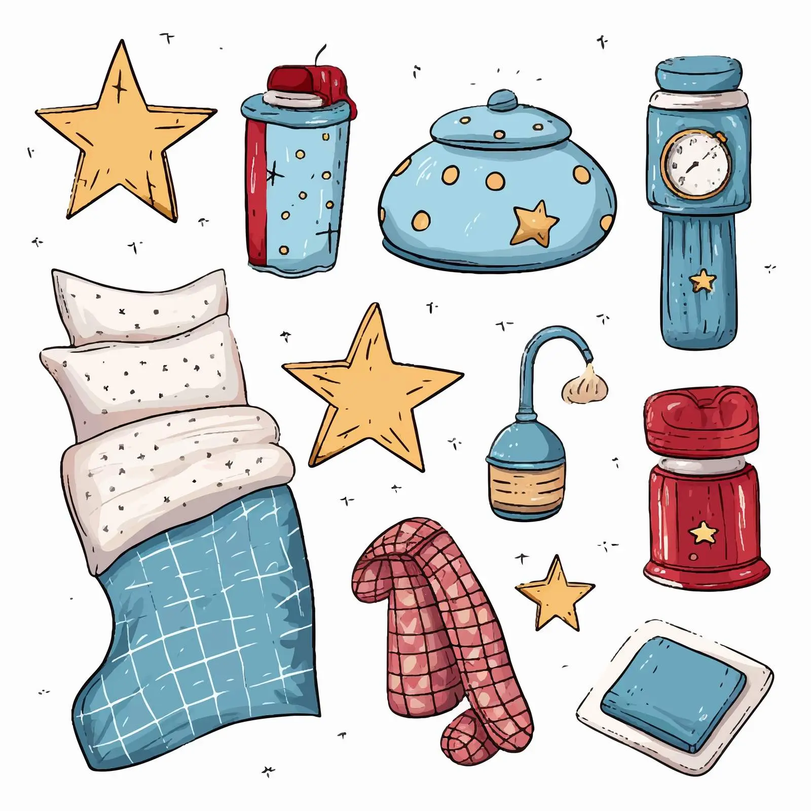 Pajama Sleepover Party Elements Sketch Kit — free download from Dotvec