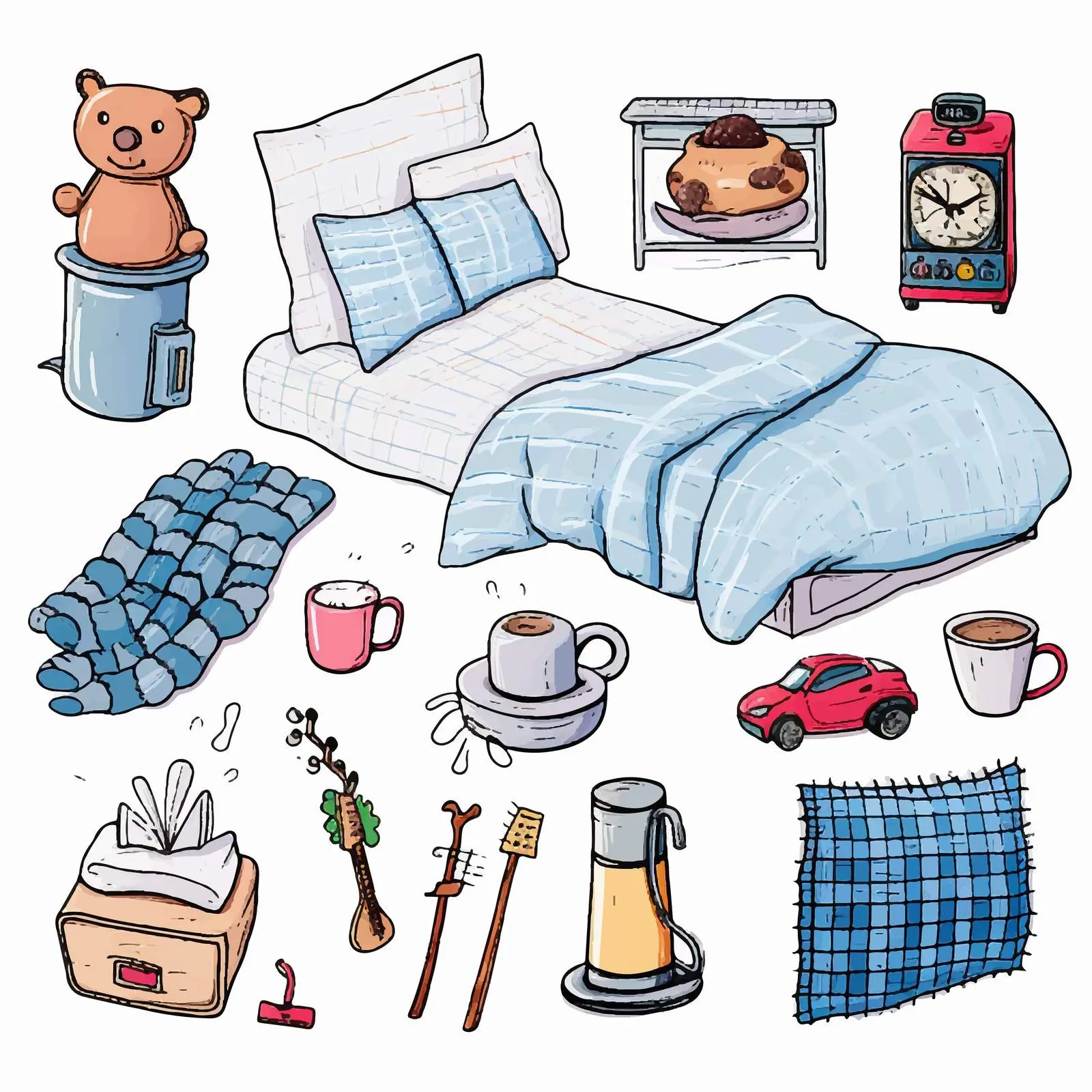 Pajama Sleepover Party Elements Sketch Kit — free download from Dotvec