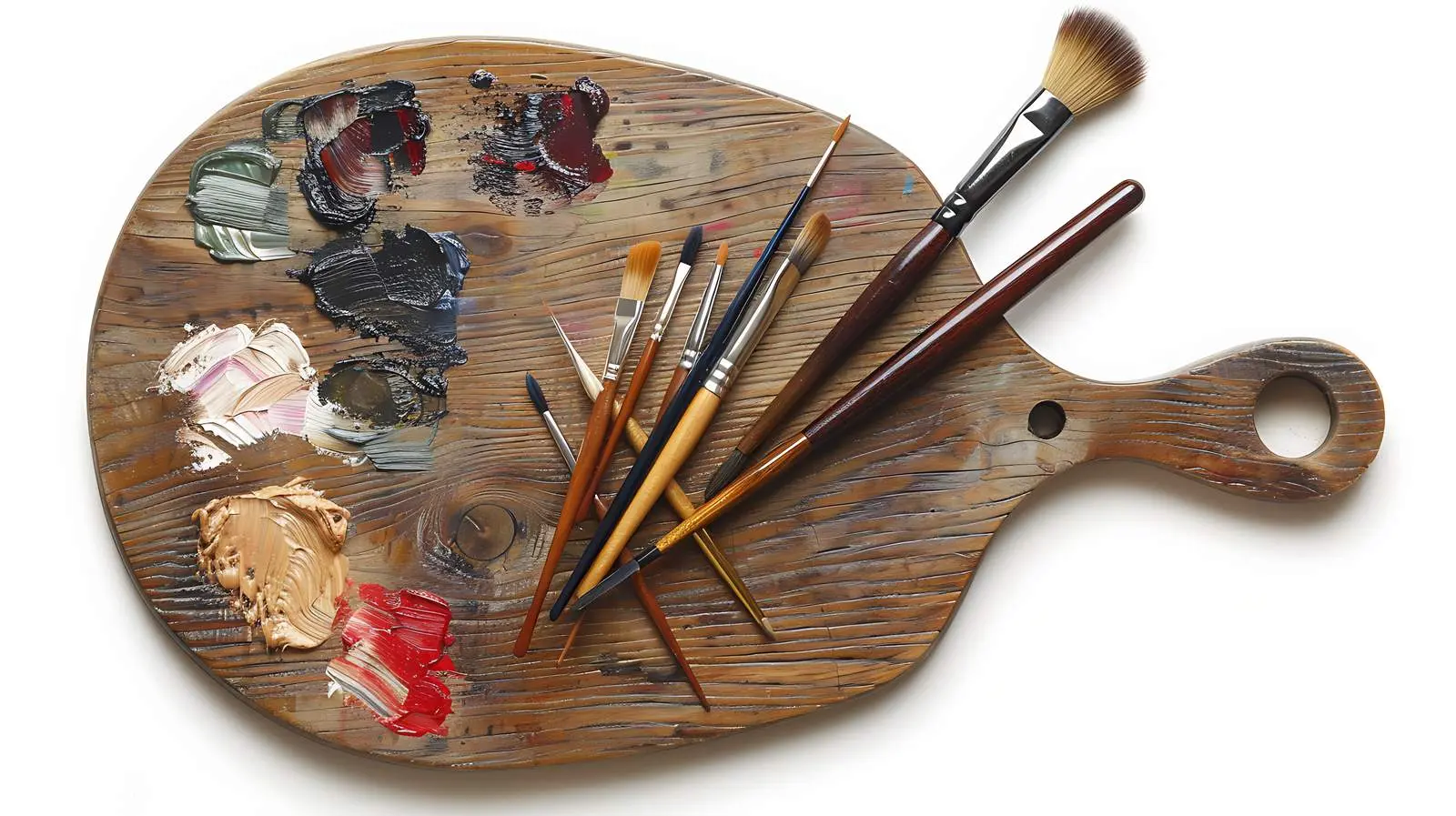 Palette and Brushes on Wooden Floor – free paint image from Dotvec