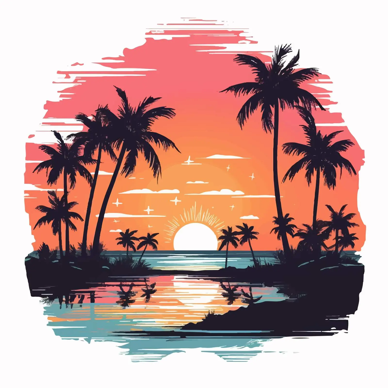 Bright Silhouettes of Palm Beach at Sunset – free dusk image from Dotvec
