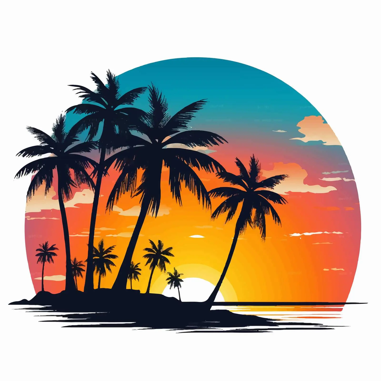 Palm Beach Sunset Silhouettes Poster Design – free dusk image from Dotvec