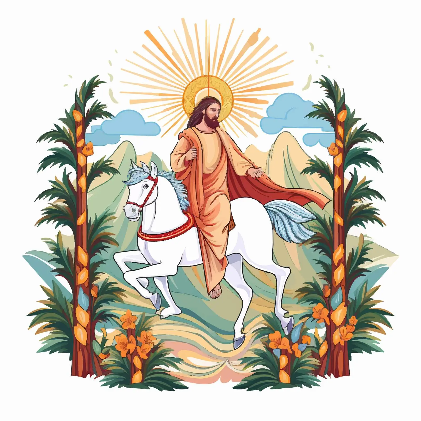 Jesus' Triumphal Entry into Jerusalem on Palm Sunday – free hosanna image from Dotvec
