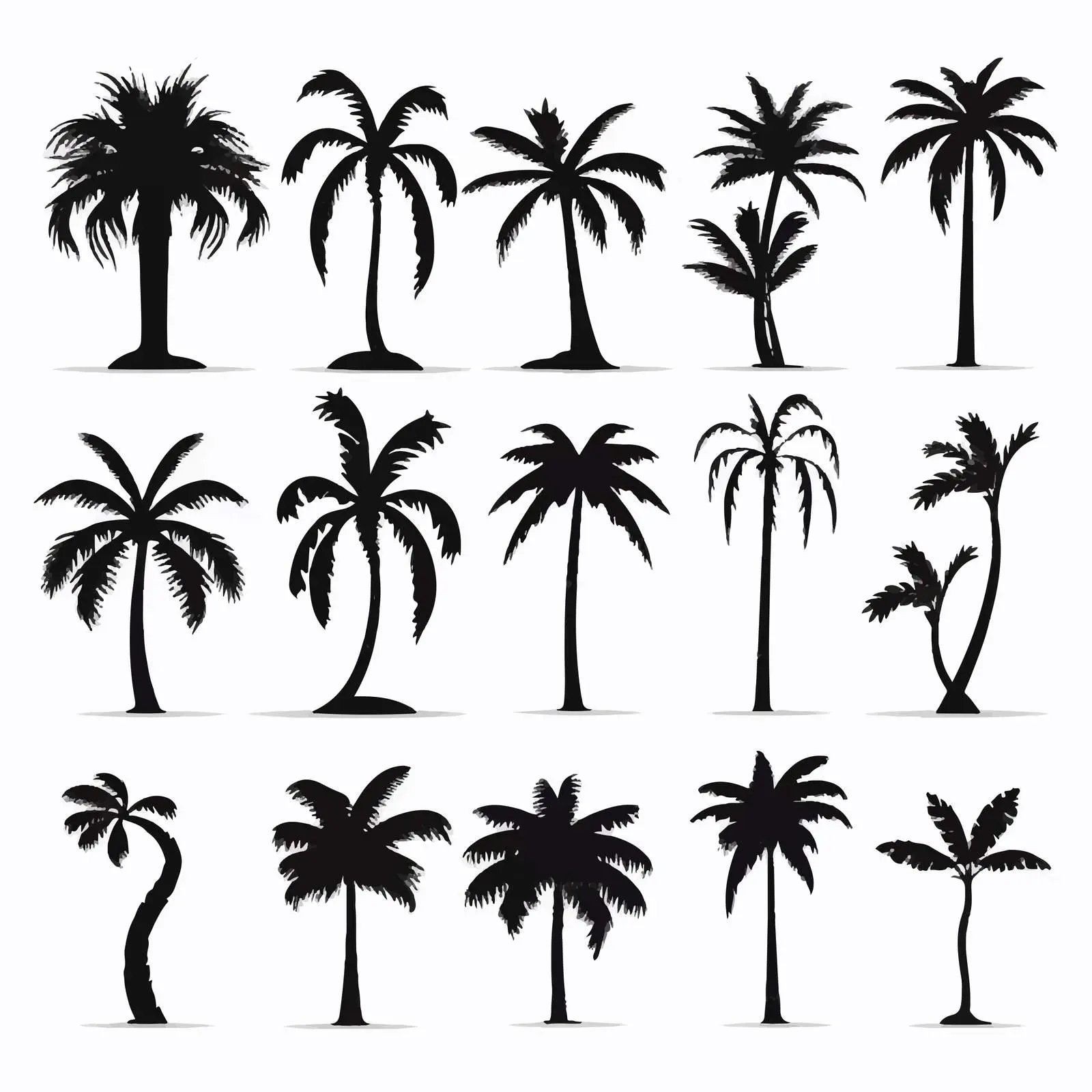 Tropical Palm Tree Silhouettes on White Background – free plant illustrations image from Dotvec