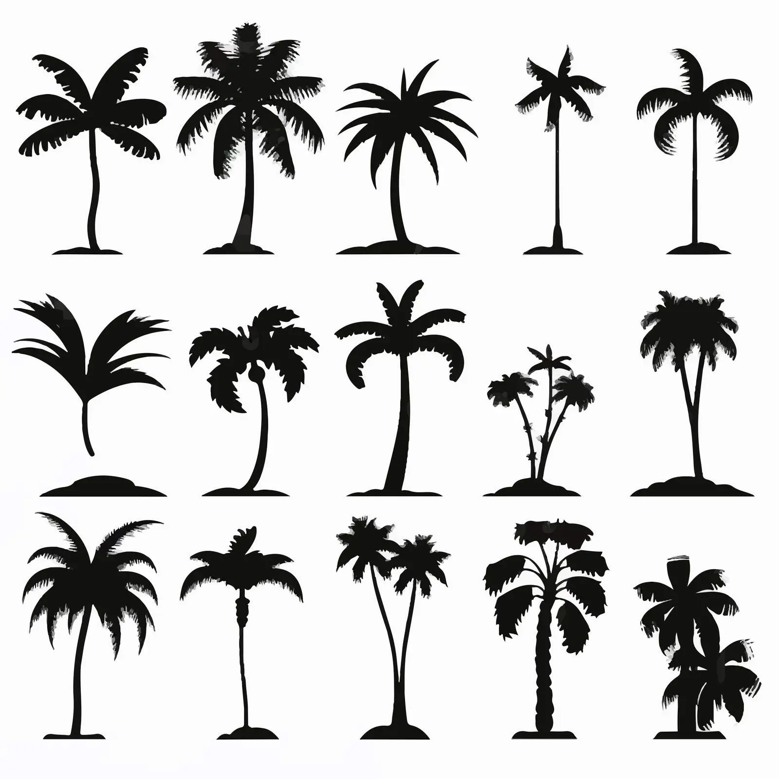 Tropical Palm Silhouettes Set on White Background — free download from Dotvec