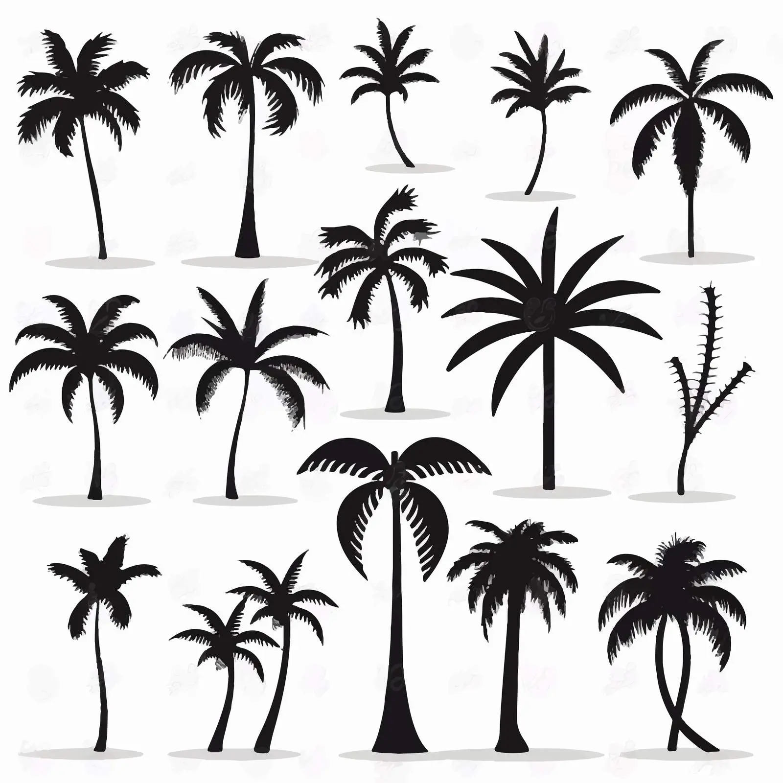 Tropical Palm Silhouettes Isolated on White — free download from Dotvec