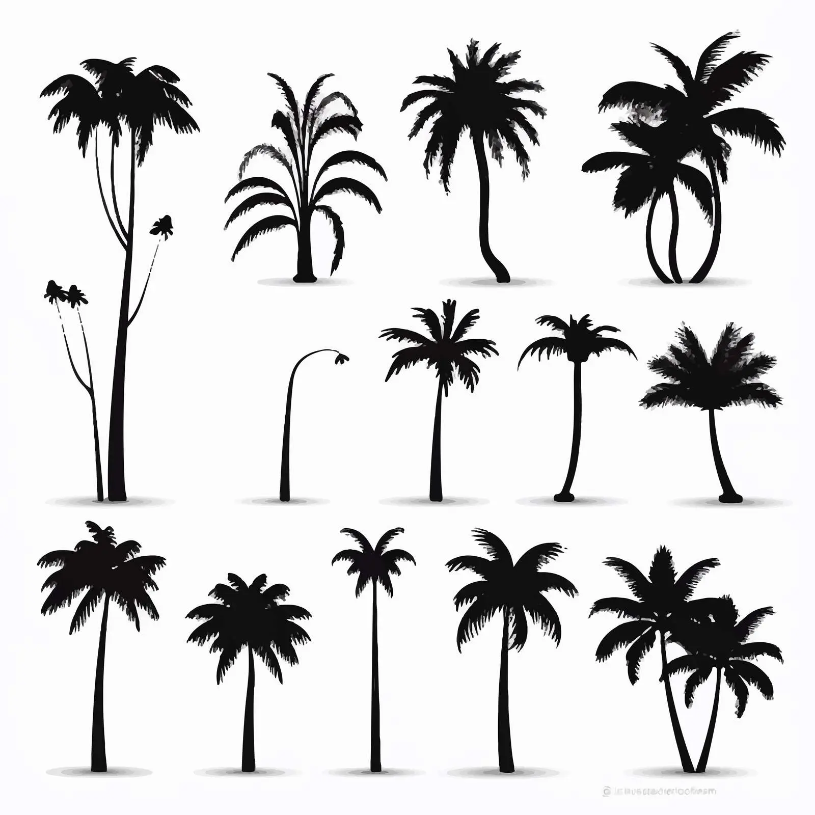 Palm Tree Silhouettes Vector Set on White Background — free download from Dotvec