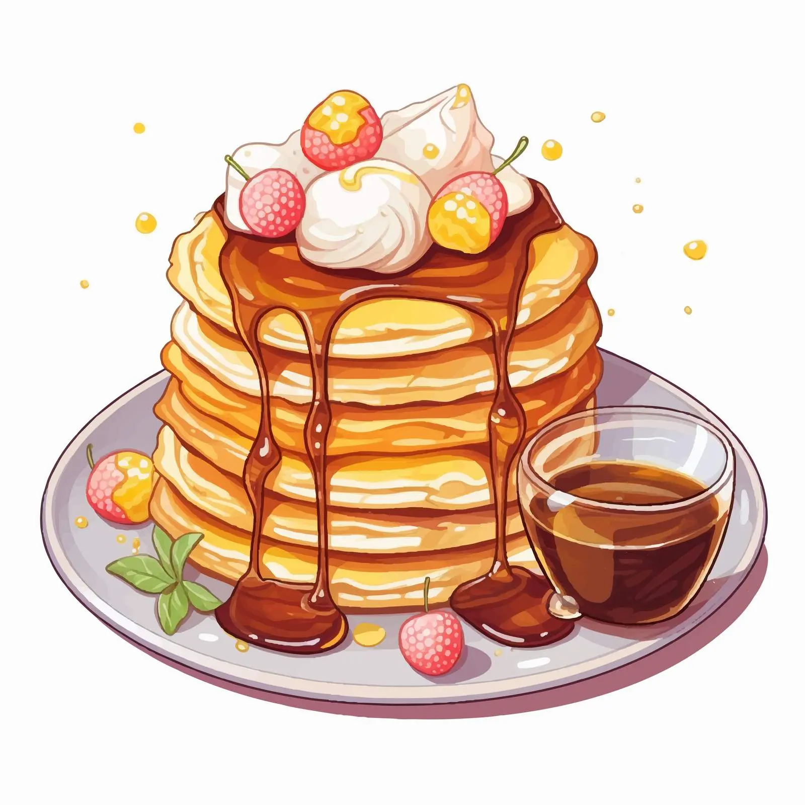 Colorful Pancakes with Honey and Marshmallows – free fun food image from Dotvec