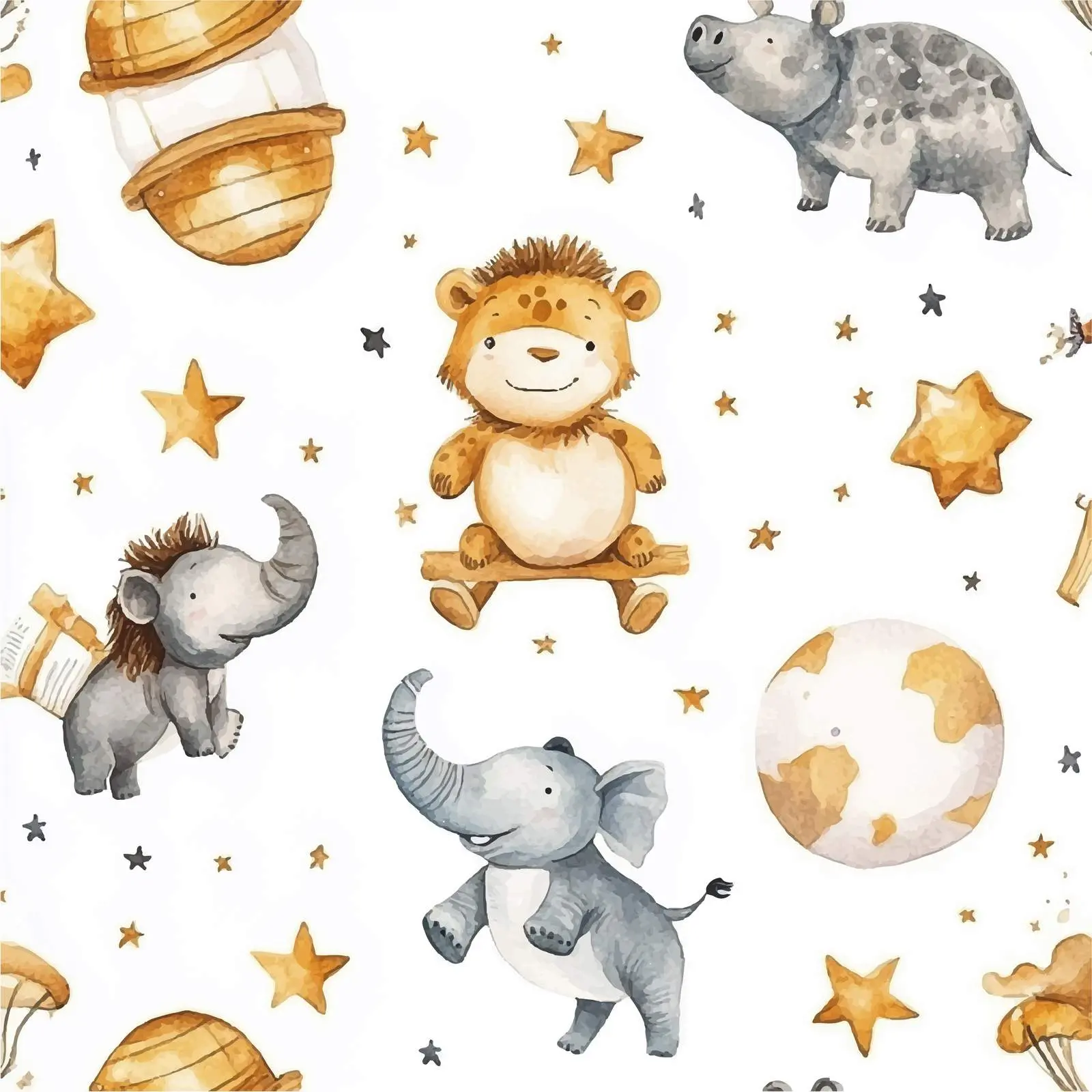 Colorful Watercolor Animals and Aliens with Stars — free download from Dotvec