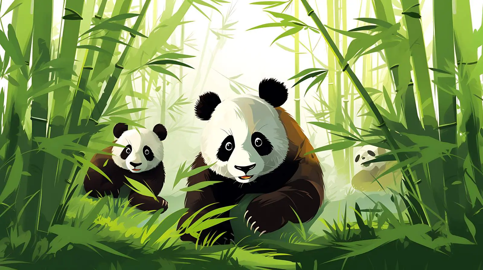 Pandas in Bamboo Forest Vector Illustration — free download from Dotvec