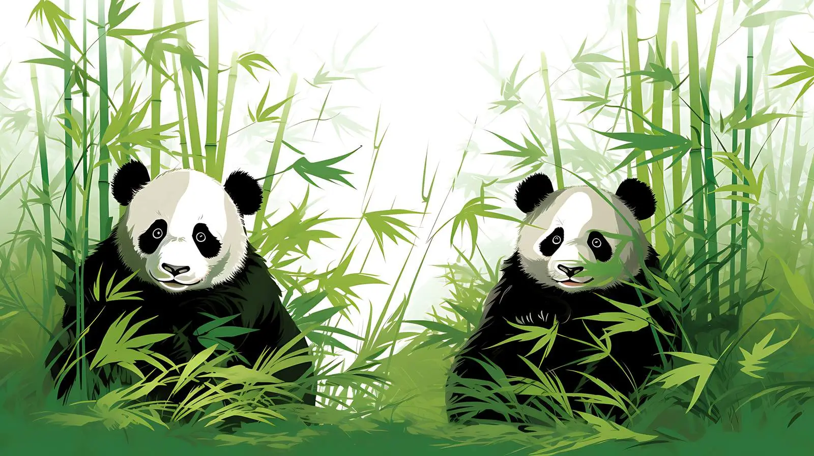 Pandas Bamboo Forest Vector Illustration — free download from Dotvec