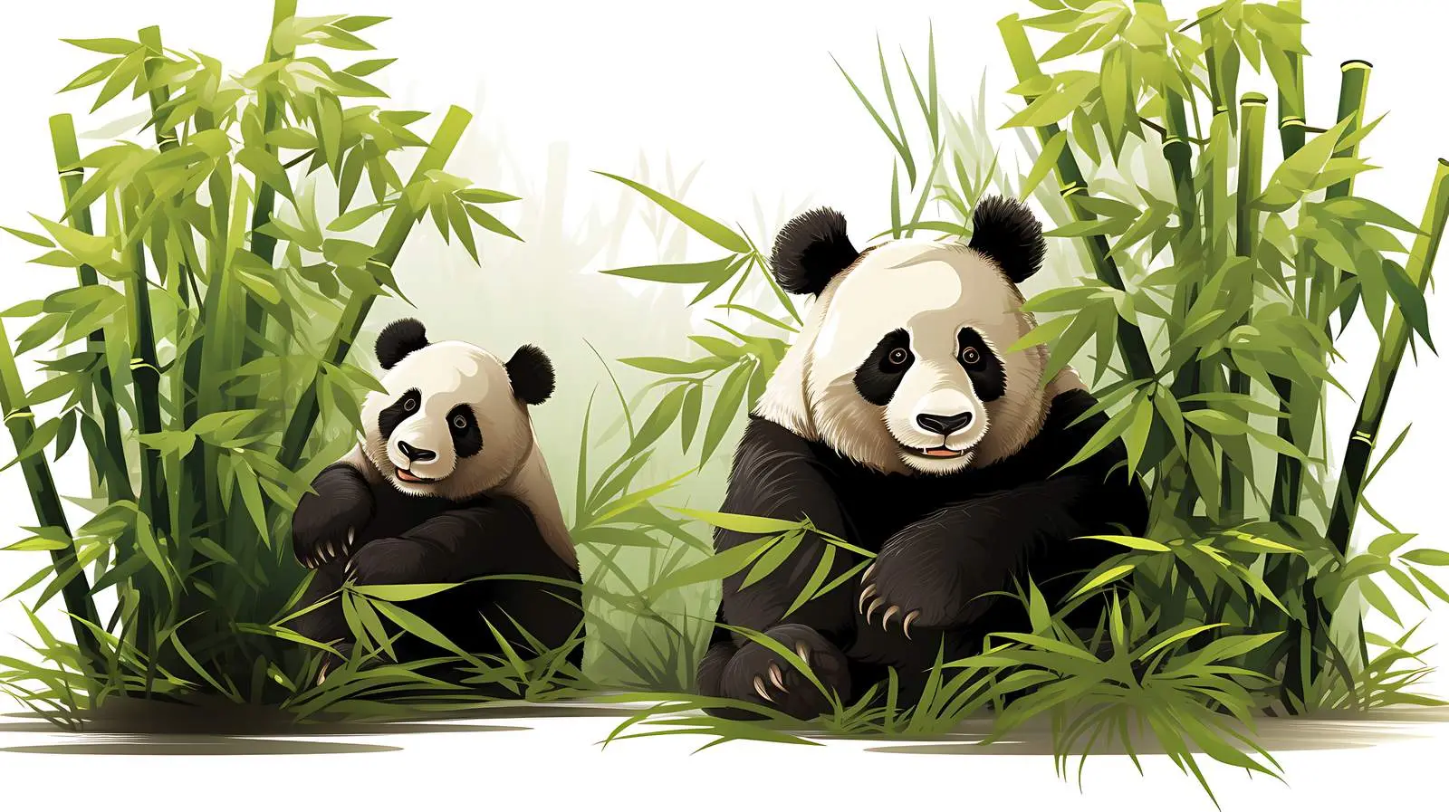 Pandas in Bamboo Forest Vector Illustration — free download from Dotvec