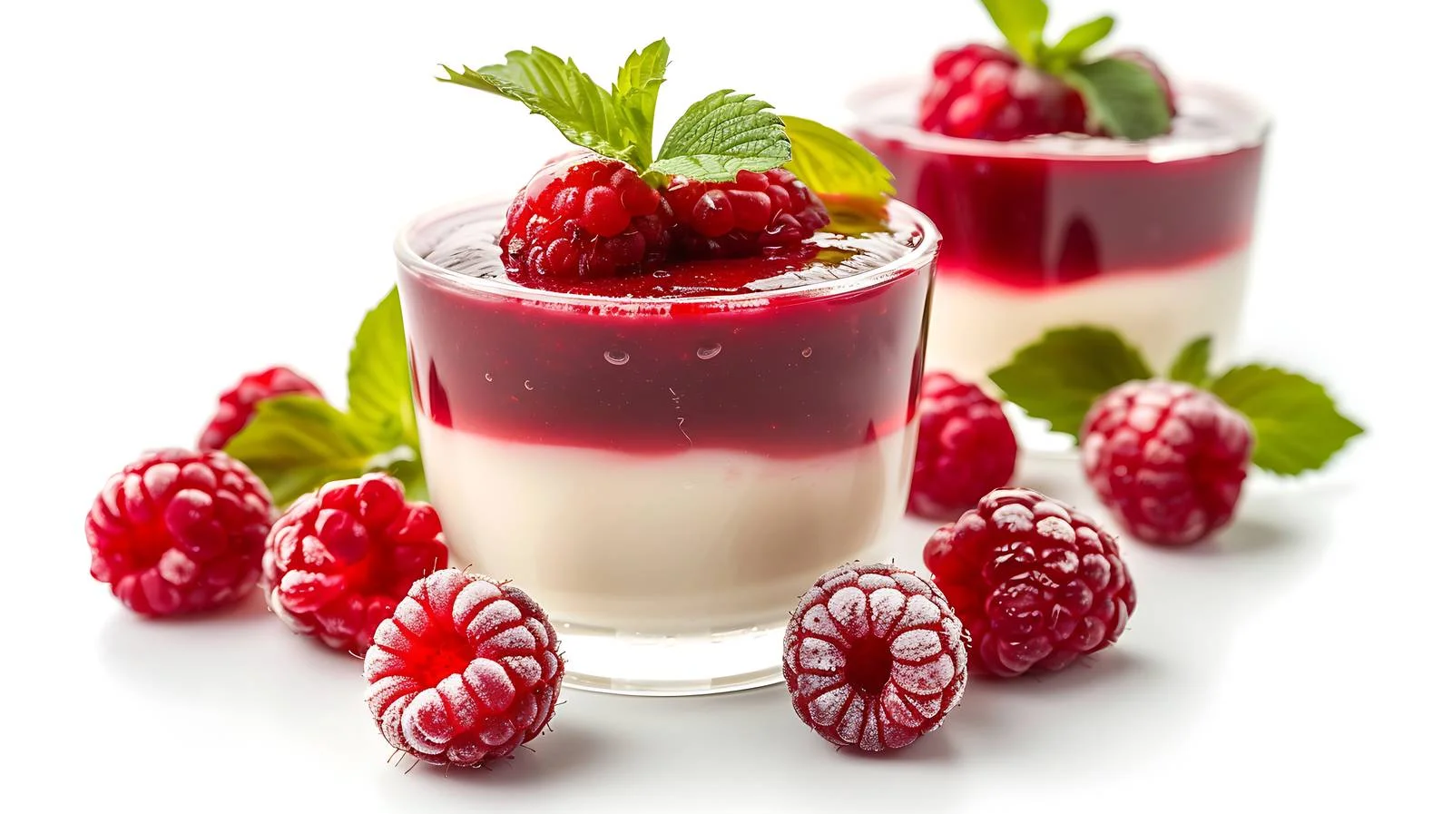 Elegant Panna Cotta with Fresh Raspberries – free raspberries image from Dotvec