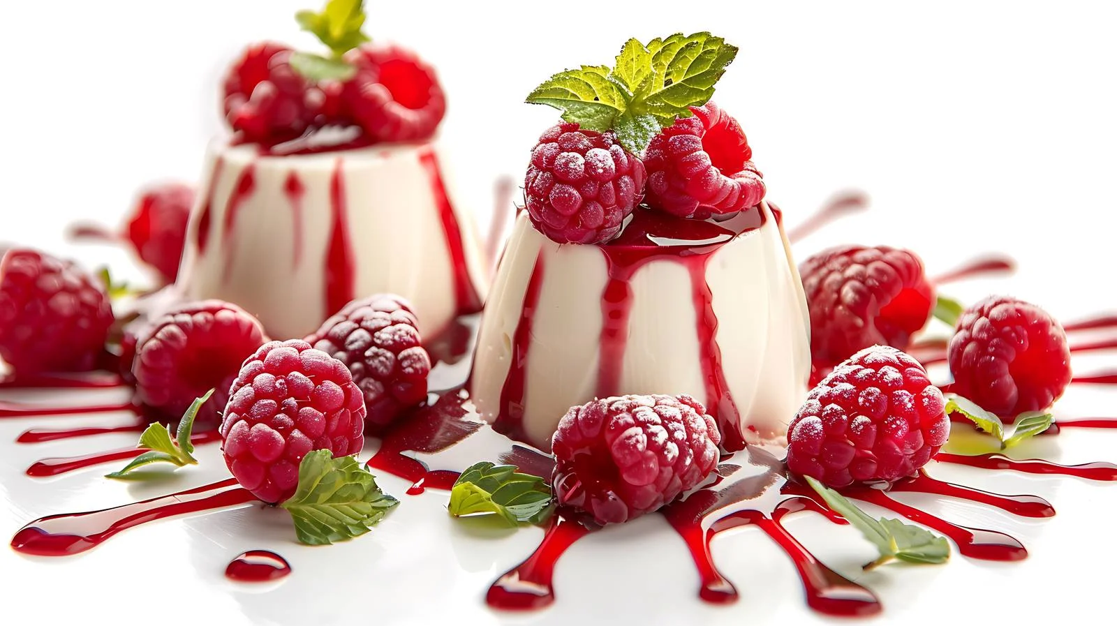 Elegant Panna Cotta with Fresh Raspberries — free download from Dotvec