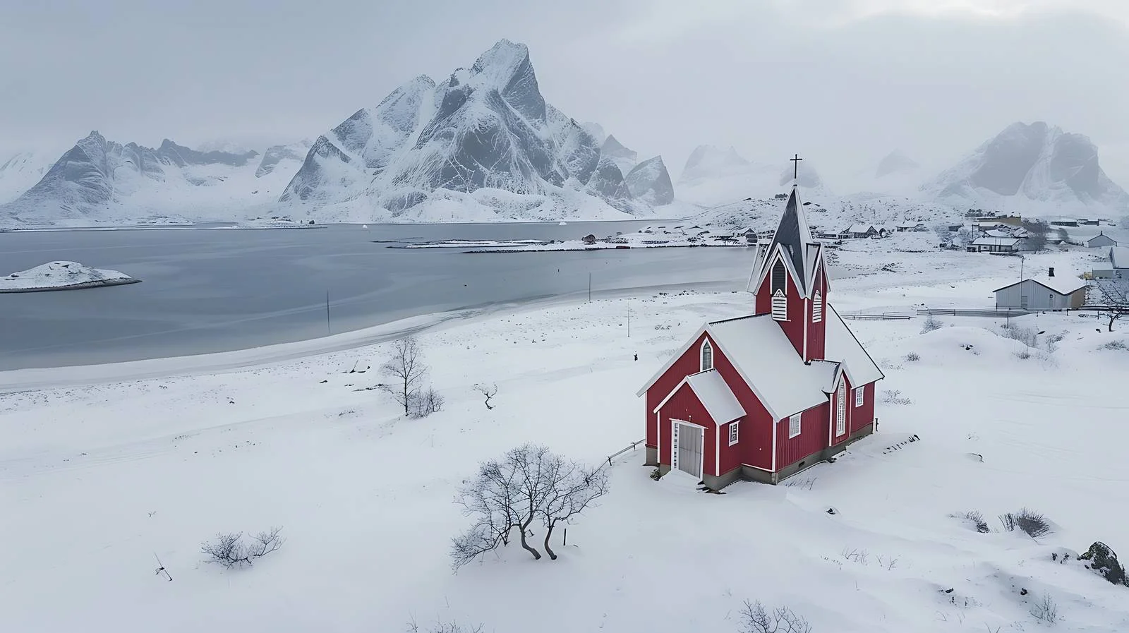 Aerial Winter View of Lofoten Islands — free download from Dotvec