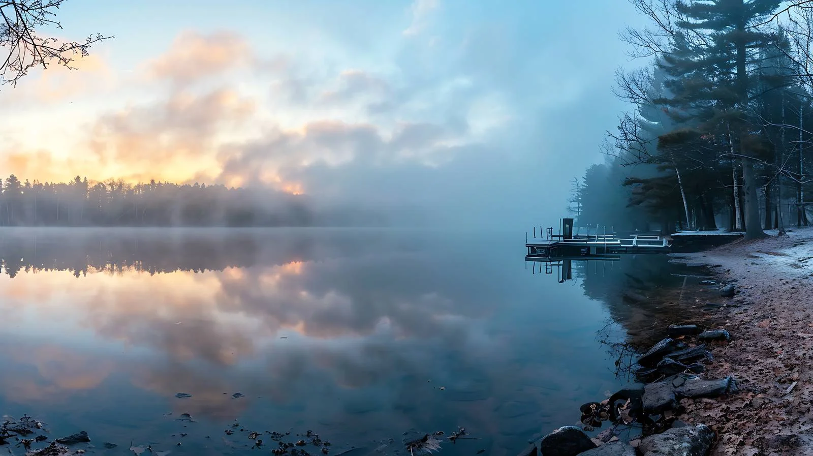 Tranquil Northern Minnesota Lake with Mist — free download from Dotvec