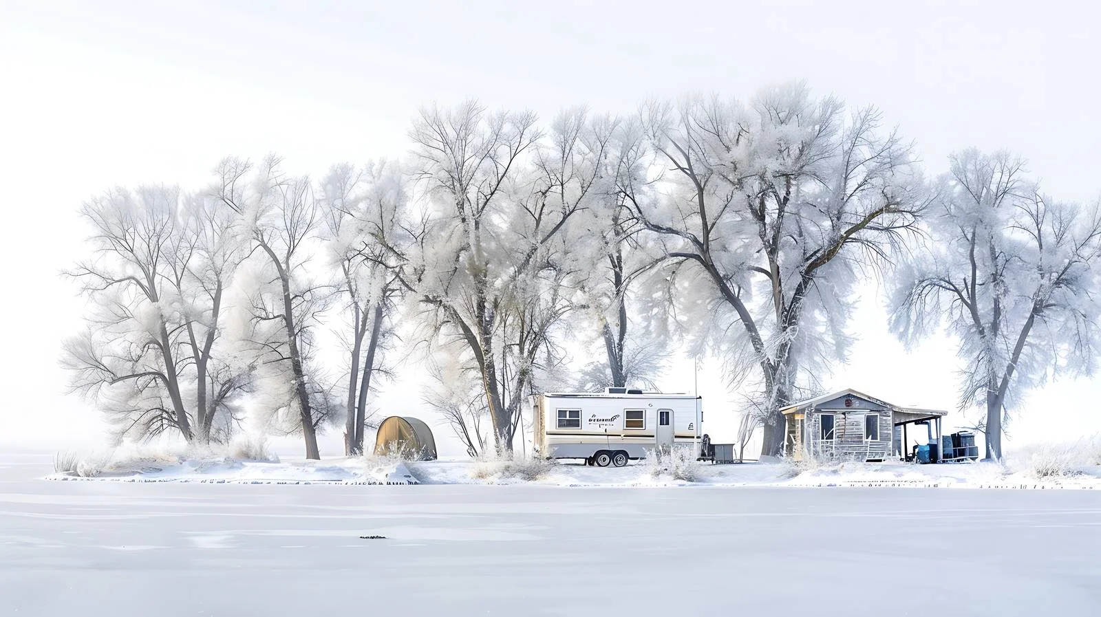 Frozen ice fishing village in Minnesota — free download from Dotvec
