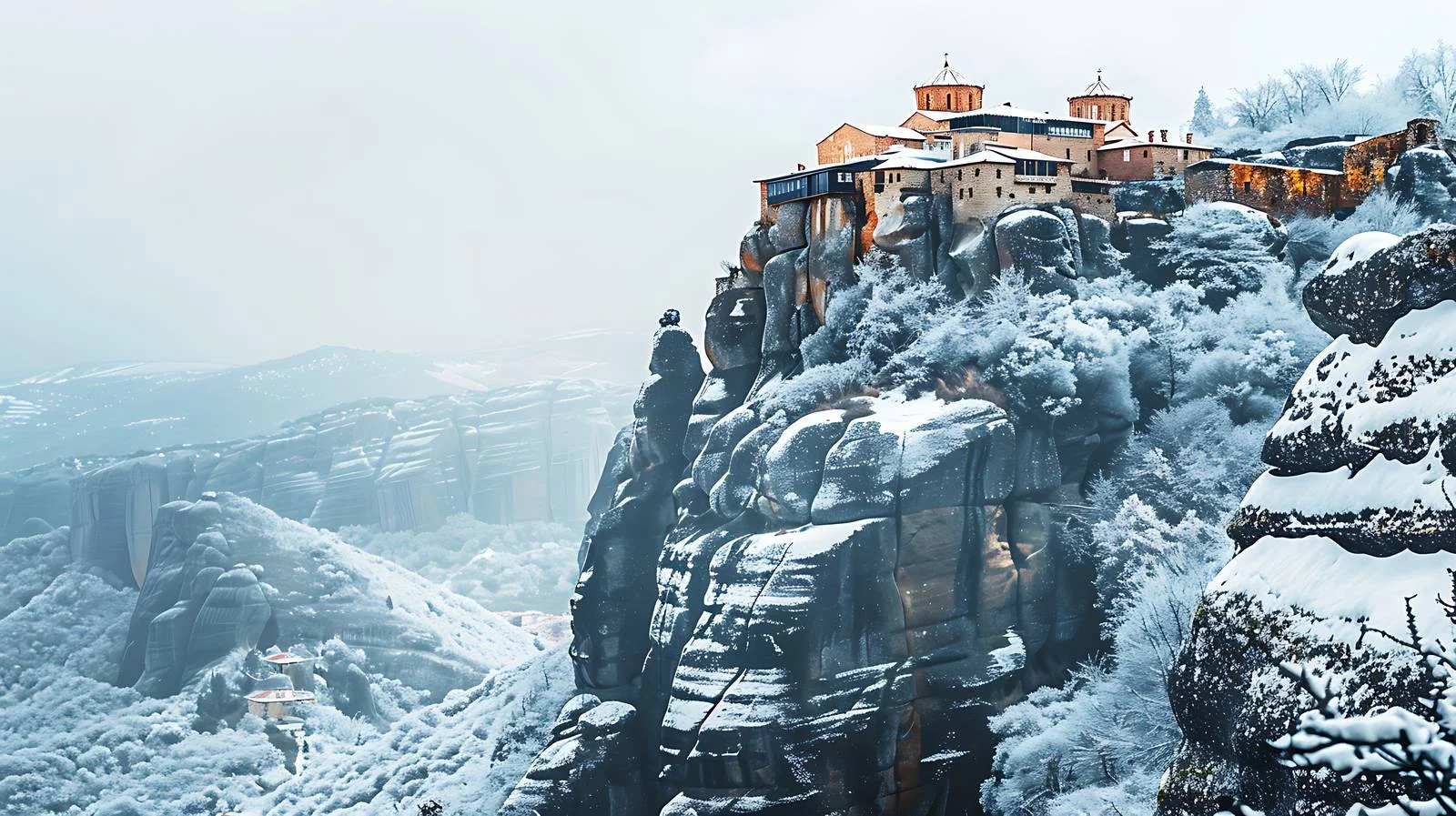 Majestic Meteora Monastery Panorama — free download from Dotvec