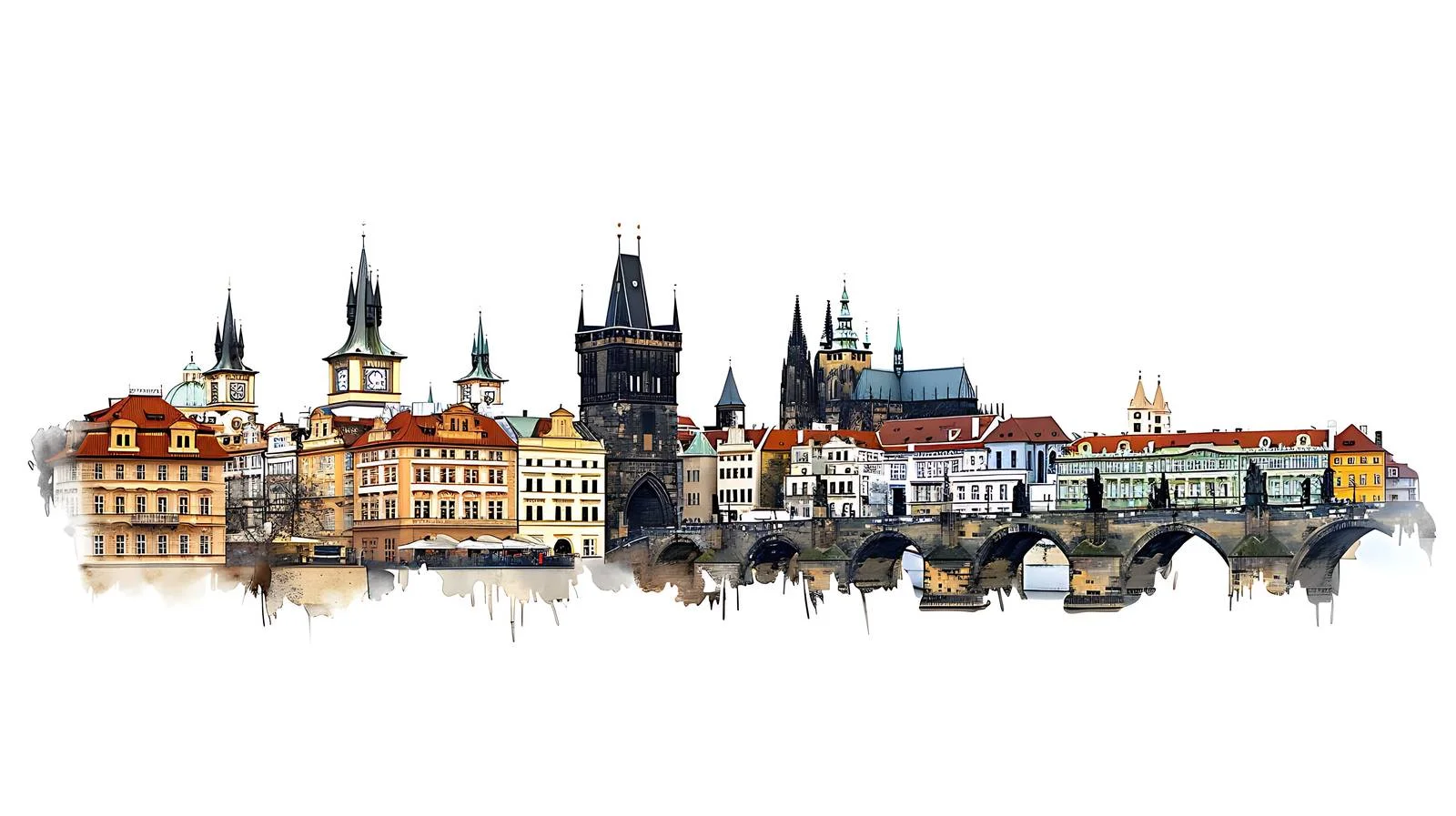 Historic Prague Charles Bridge Panorama — free download from Dotvec