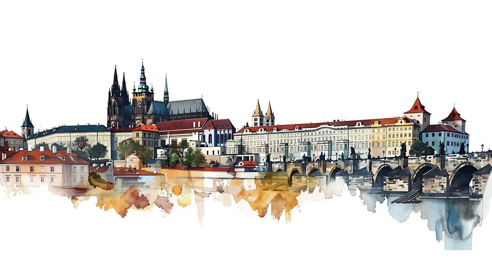 Scenic Prague with Charles Bridge Panorama — free download from Dotvec