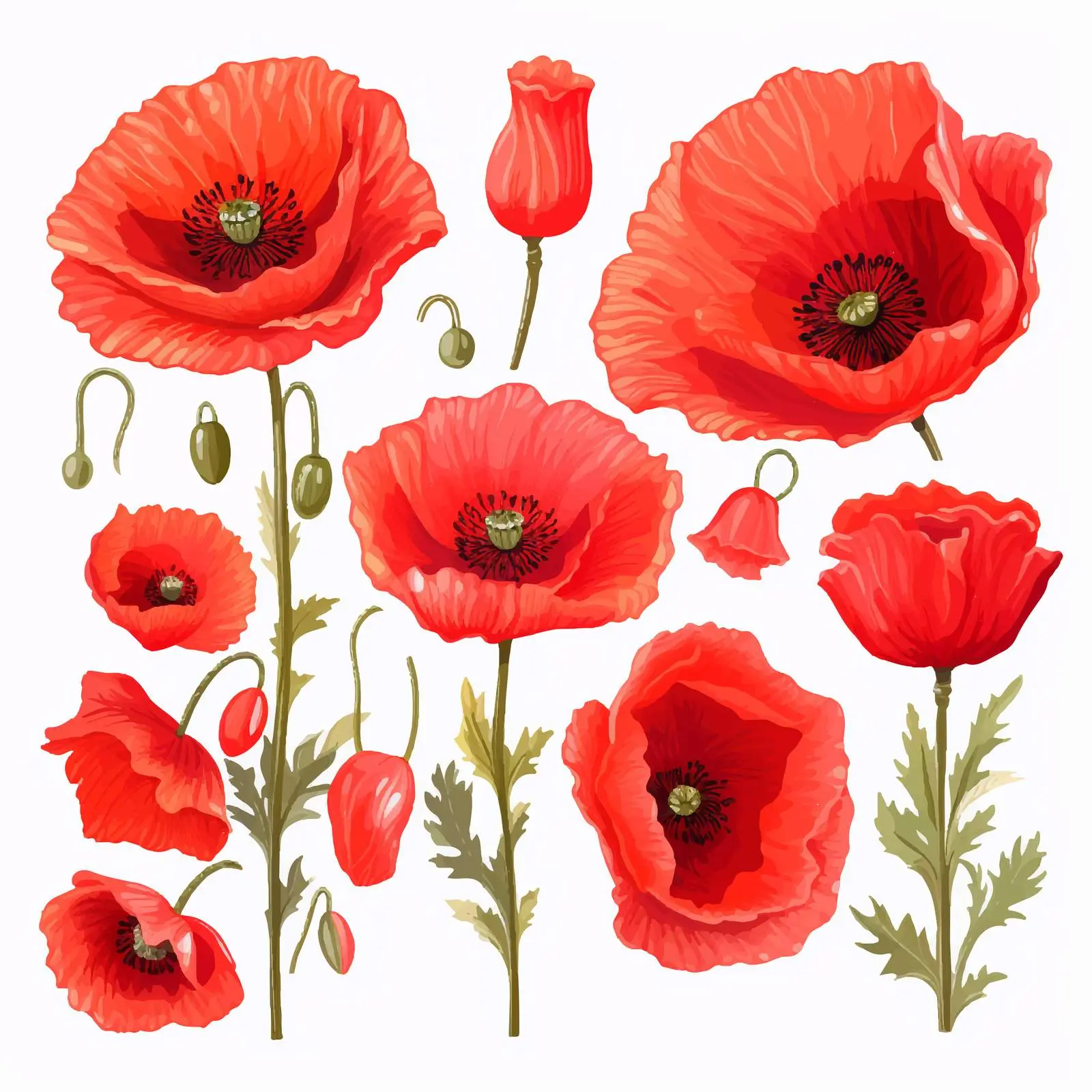 Bright Red Papaver Rhoeas Flowers in Summer Field – free ecology image from Dotvec