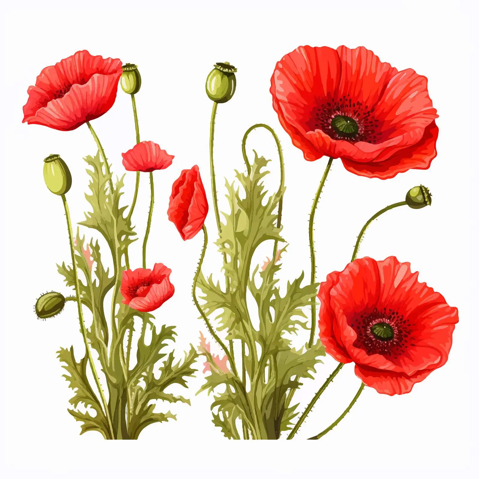 Bright Red Summer Field Flowers Vectors — free download from Dotvec