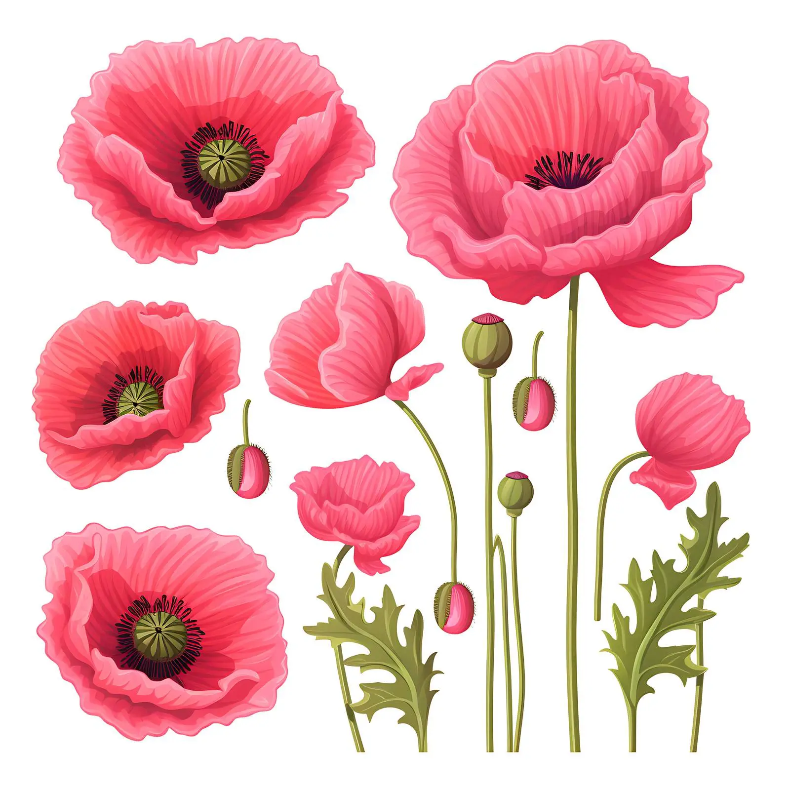 Bright Pink Papaver Flower Isolated on White Background — free download from Dotvec