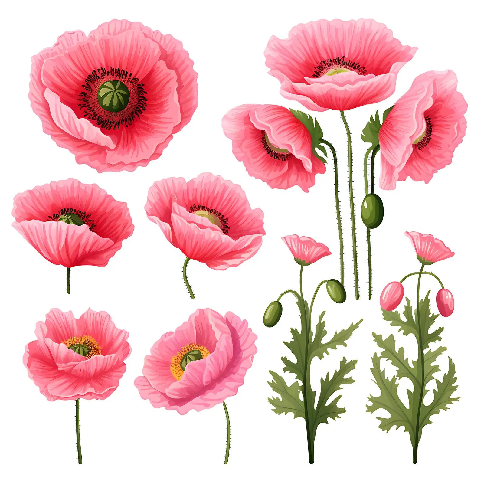 Bright Pink Papaver Flower Isolated on White Background — free download from Dotvec