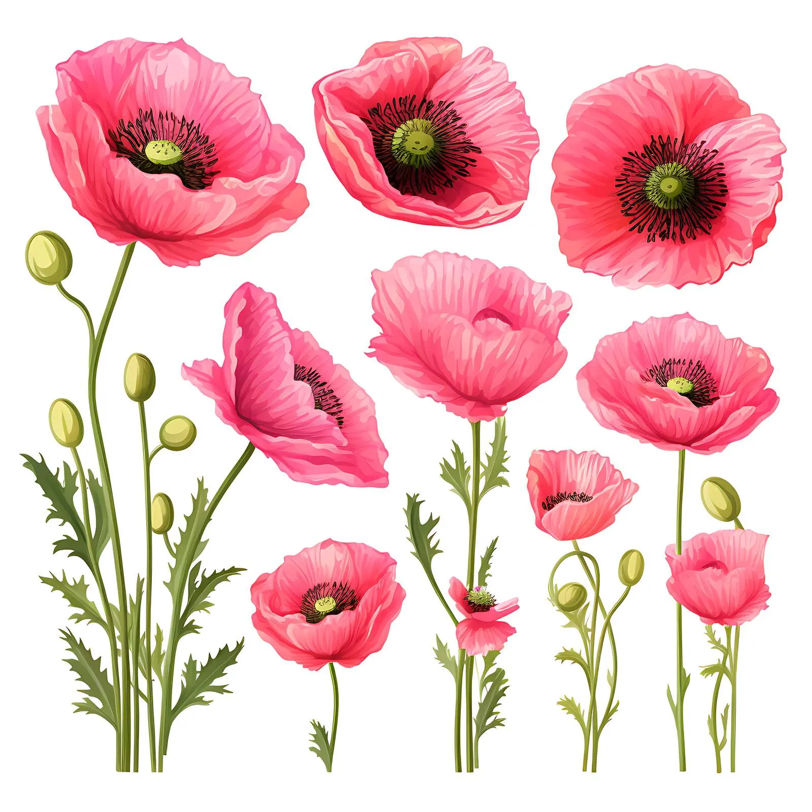 Bright Pink Summer Papaver Flower Isolated Photo — free download from Dotvec