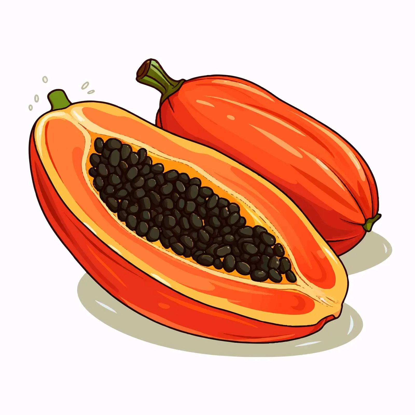 Papaya Fruit Outline Vector Illustration on White Background — free download from Dotvec