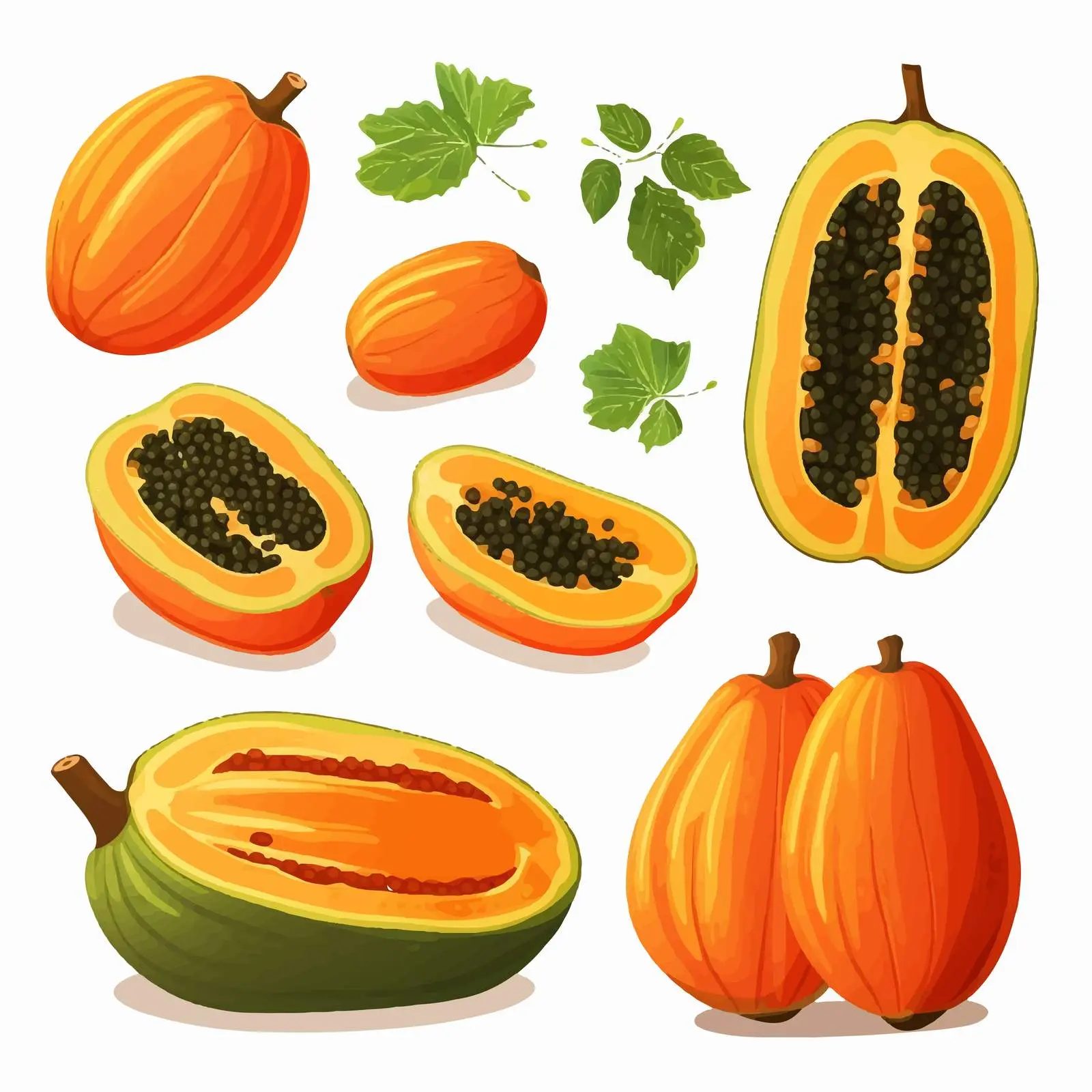 Papaya Fruit Vector Illustration on White Background — free download from Dotvec