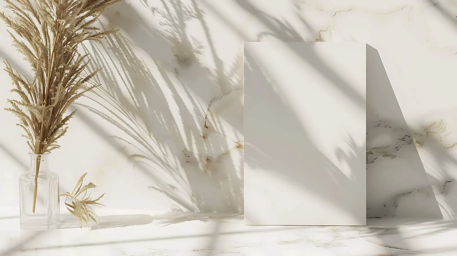 Blank Paper Card Mockup with Dried Palm Leaves — free download from Dotvec