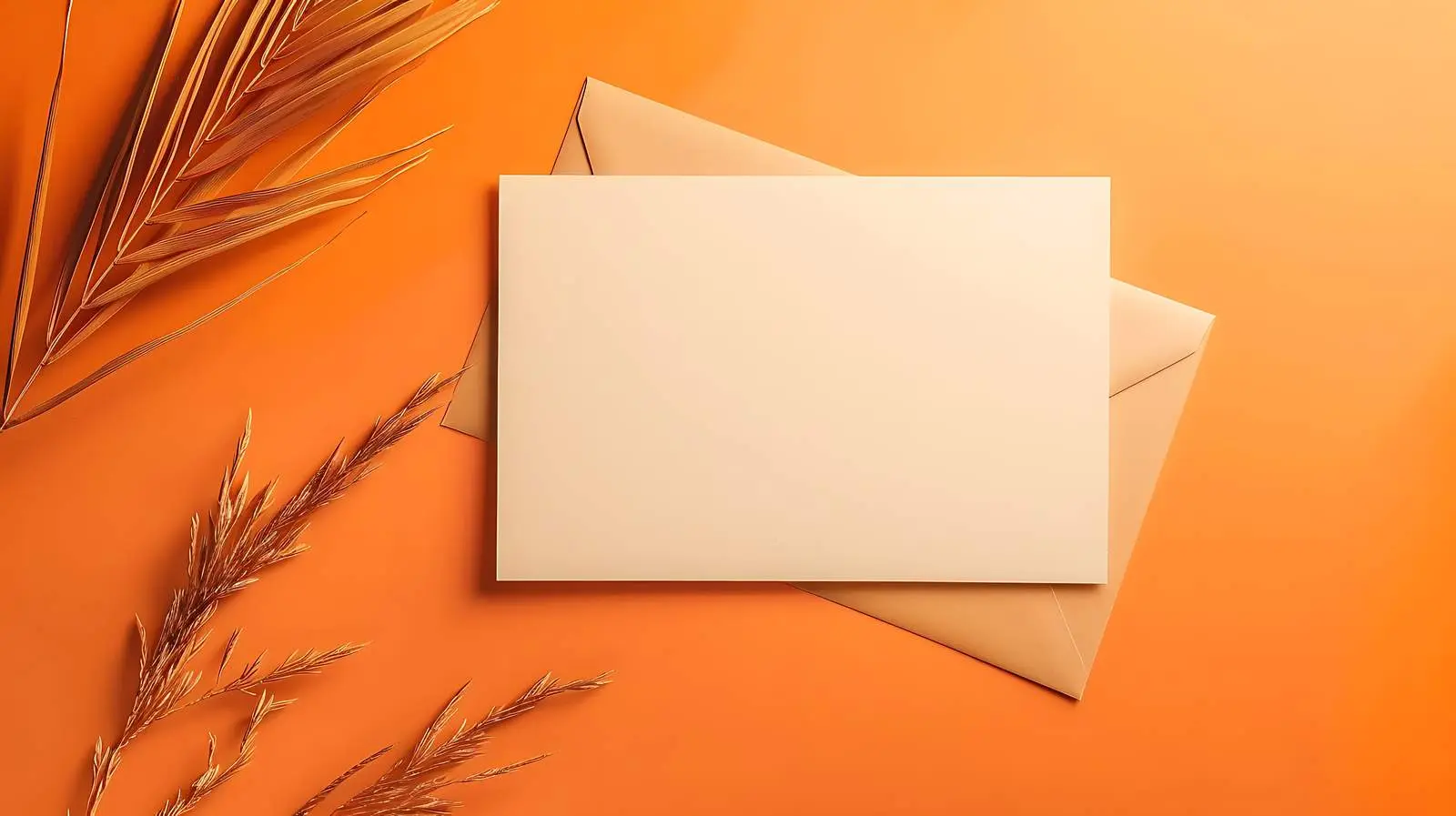 Blank Card Mockup with Dried Palm Leaf Background — free download from Dotvec