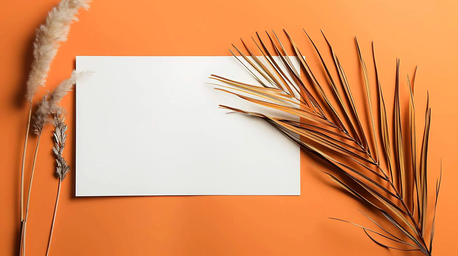 Blank Paper Card Mockup with Dried Palm Leaf — free download from Dotvec